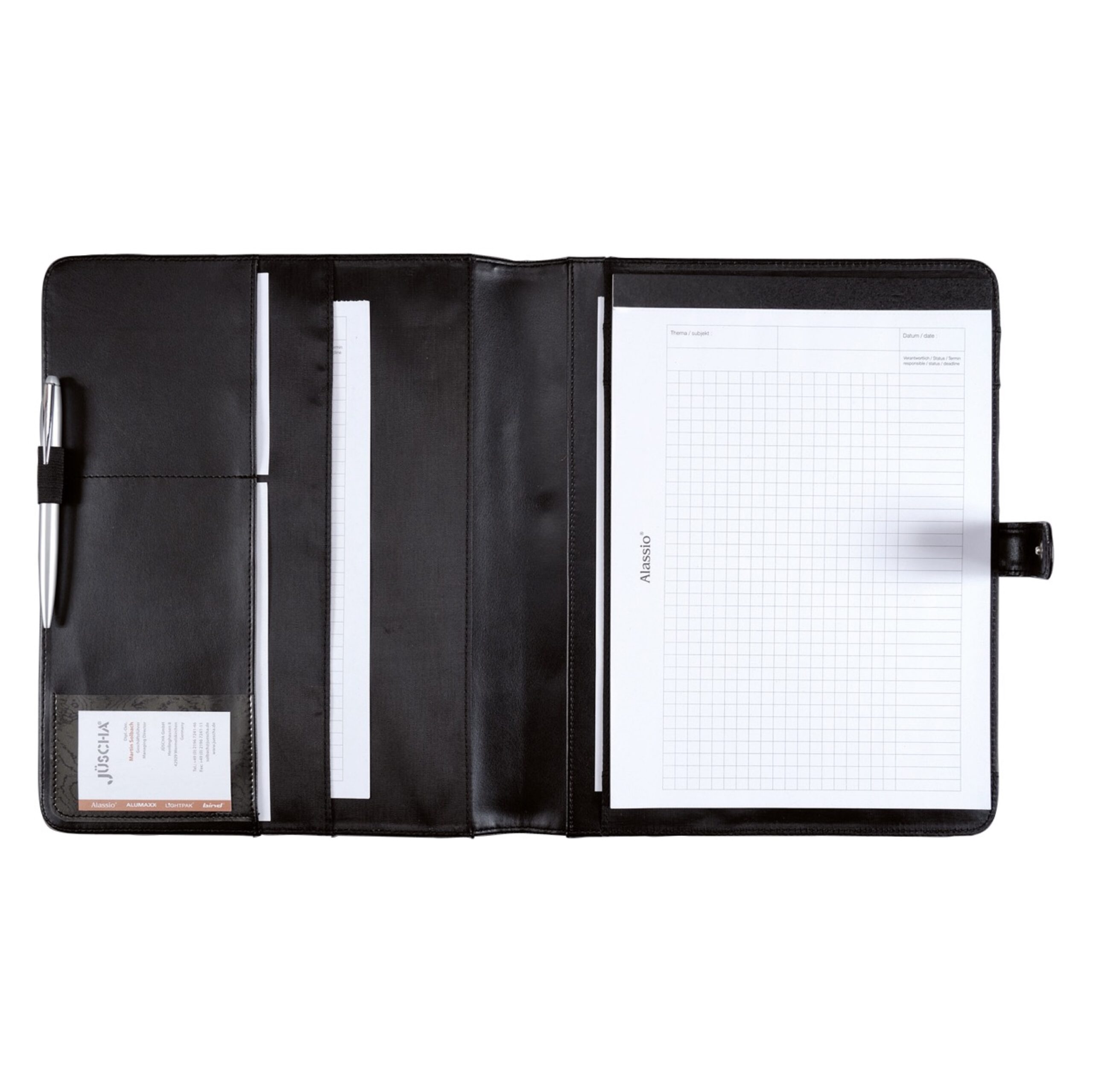 alumaxx-fano-schreibmappe-a4-schwarz-kunstleder-mit-block image 1