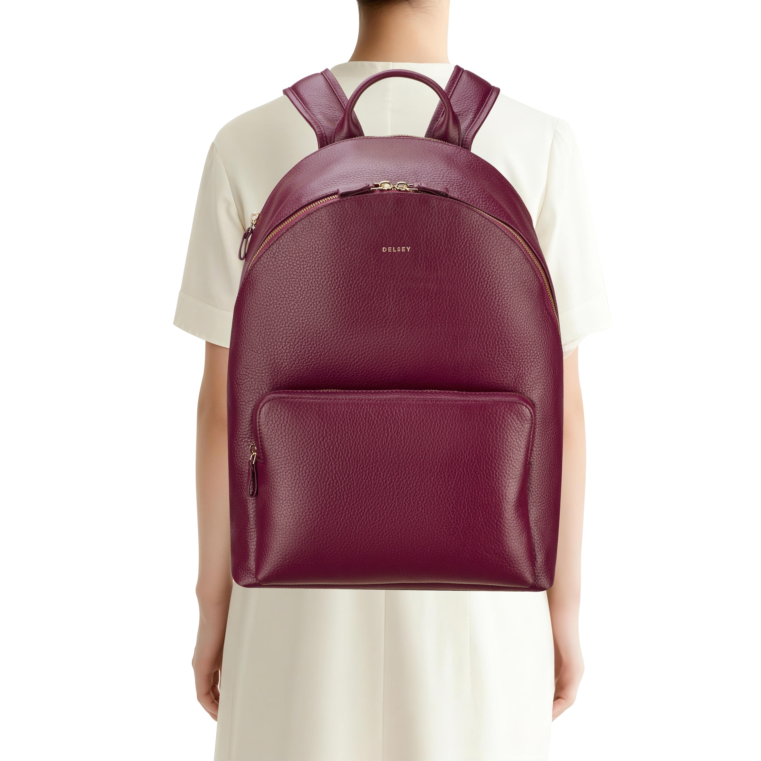delsey-le-cuir-lisse-grain-rucksack-23l-bordeaux-leder image 5