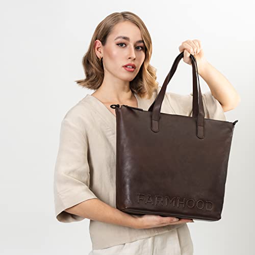 farmhood-memphis-schultertasche-shopper-leder-xl-dunkelbraun image 8