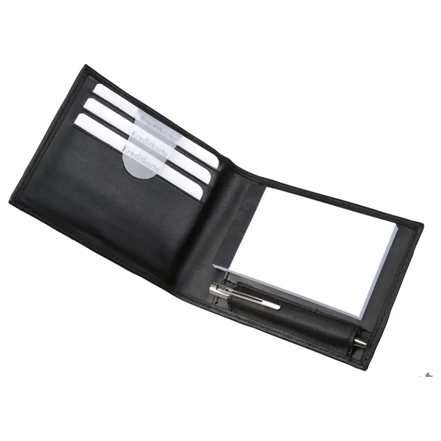alassio-gubbio-notizblock-etui-nappaleder-schwarz-a8-mit-kugelschreiber image 1