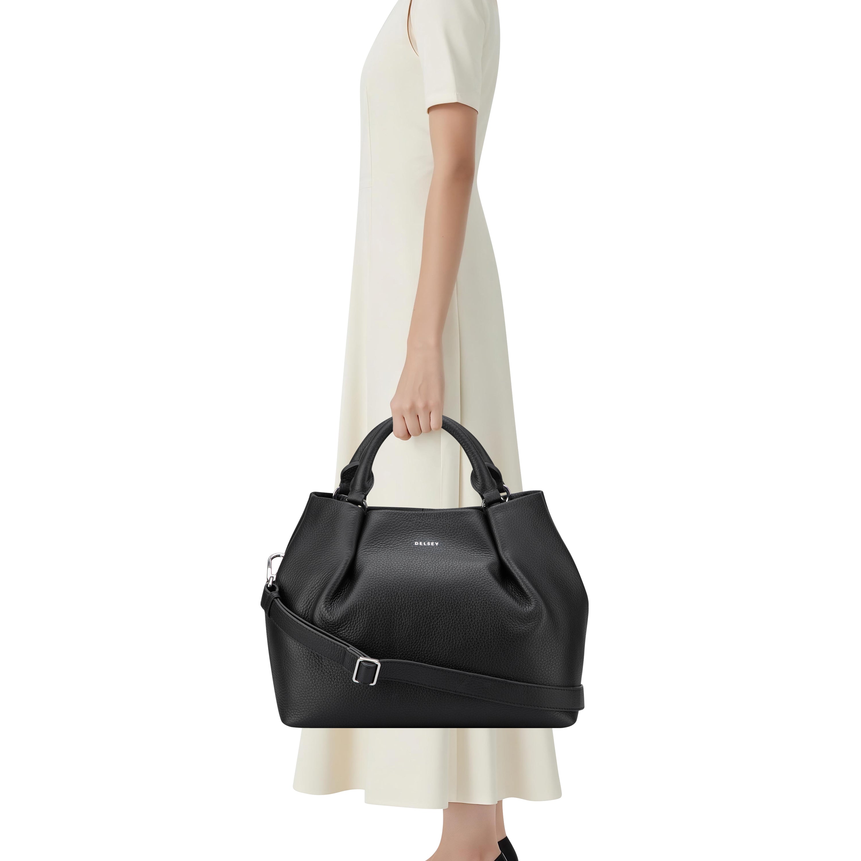 delsey-le-cuir-grain-handtasche-schwarz-leder image 7