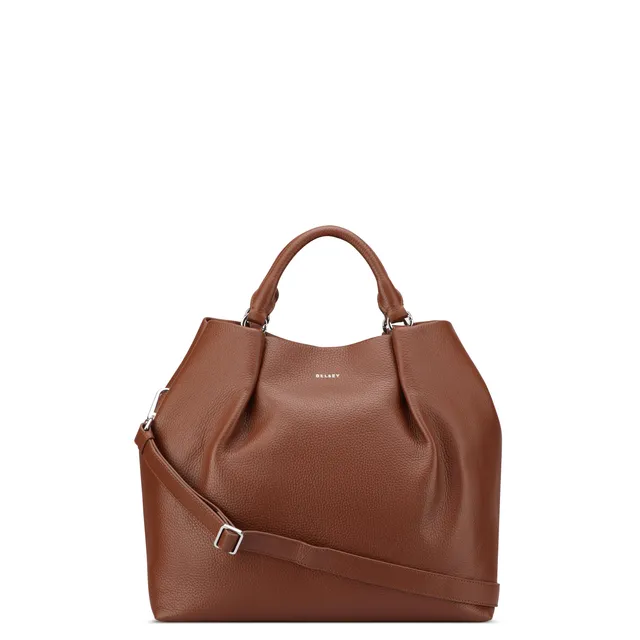 delsey-le-cuir-graine-handtasche-cognac-leder image 1