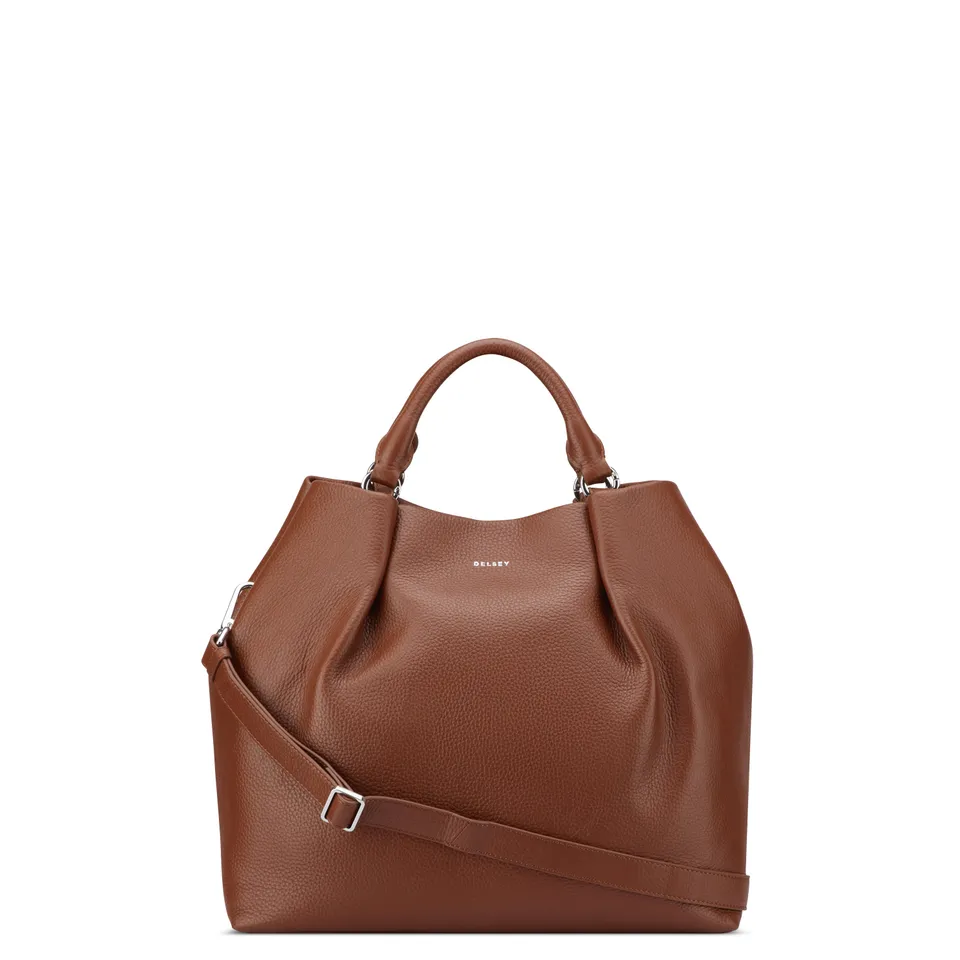 delsey-le-cuir-graine-handtasche-cognac-leder image 1