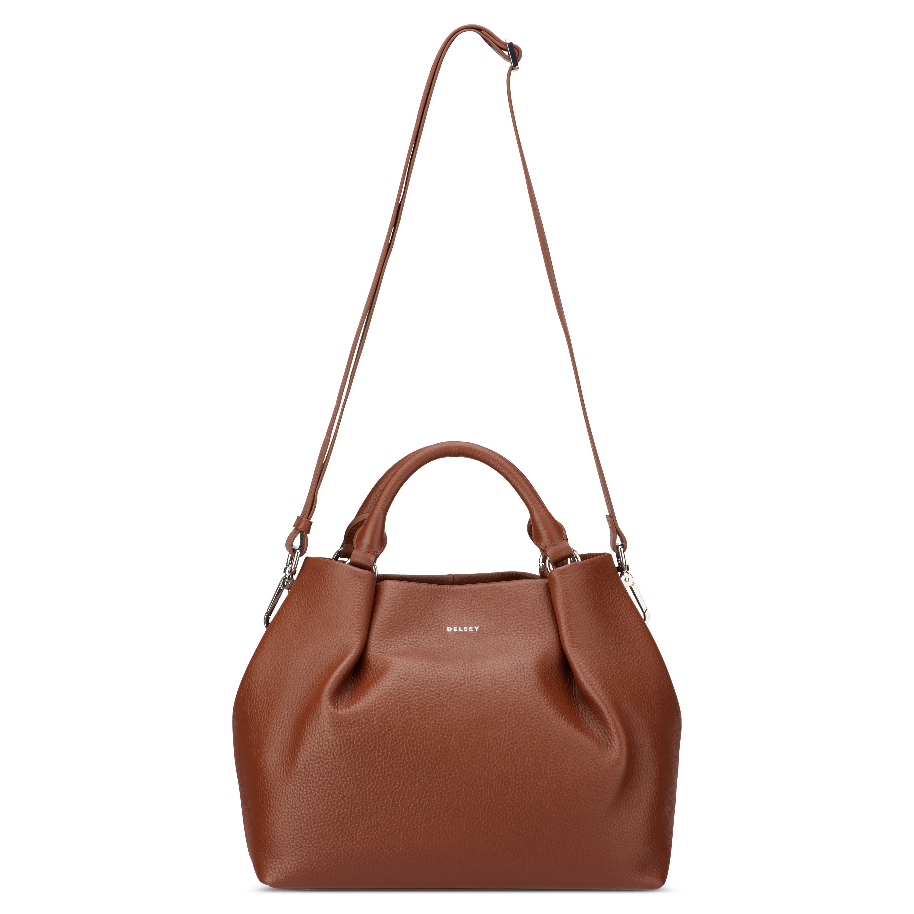 delsey-le-cuir-graine-handtasche-cognac-leder-2 image 5