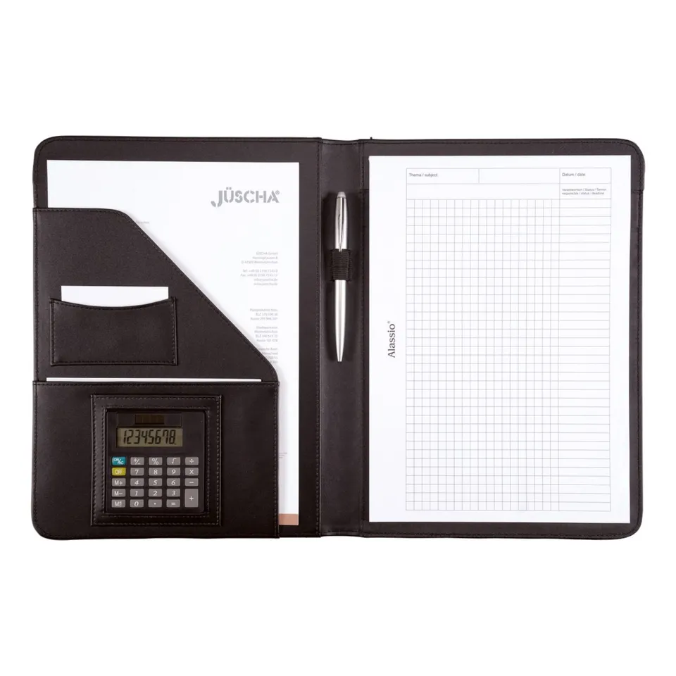 alumaxx-mares-schreibmappe-a4-schwarz-taschenrechner image 1