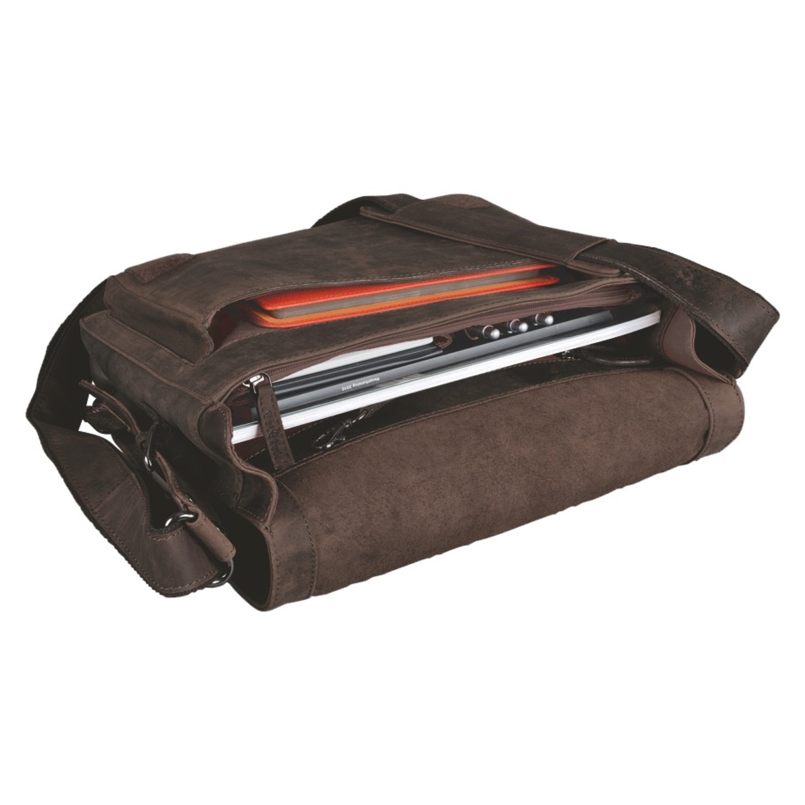 alumaxx-ben-umh-ngetasche-braun-leder-laptop-vintage image 2