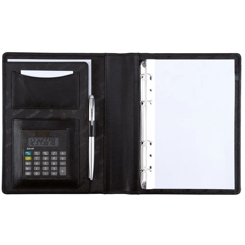 alumaxx-benaco-ringbuchmappe-a5-schwarz-nappaleder-kariert image 1