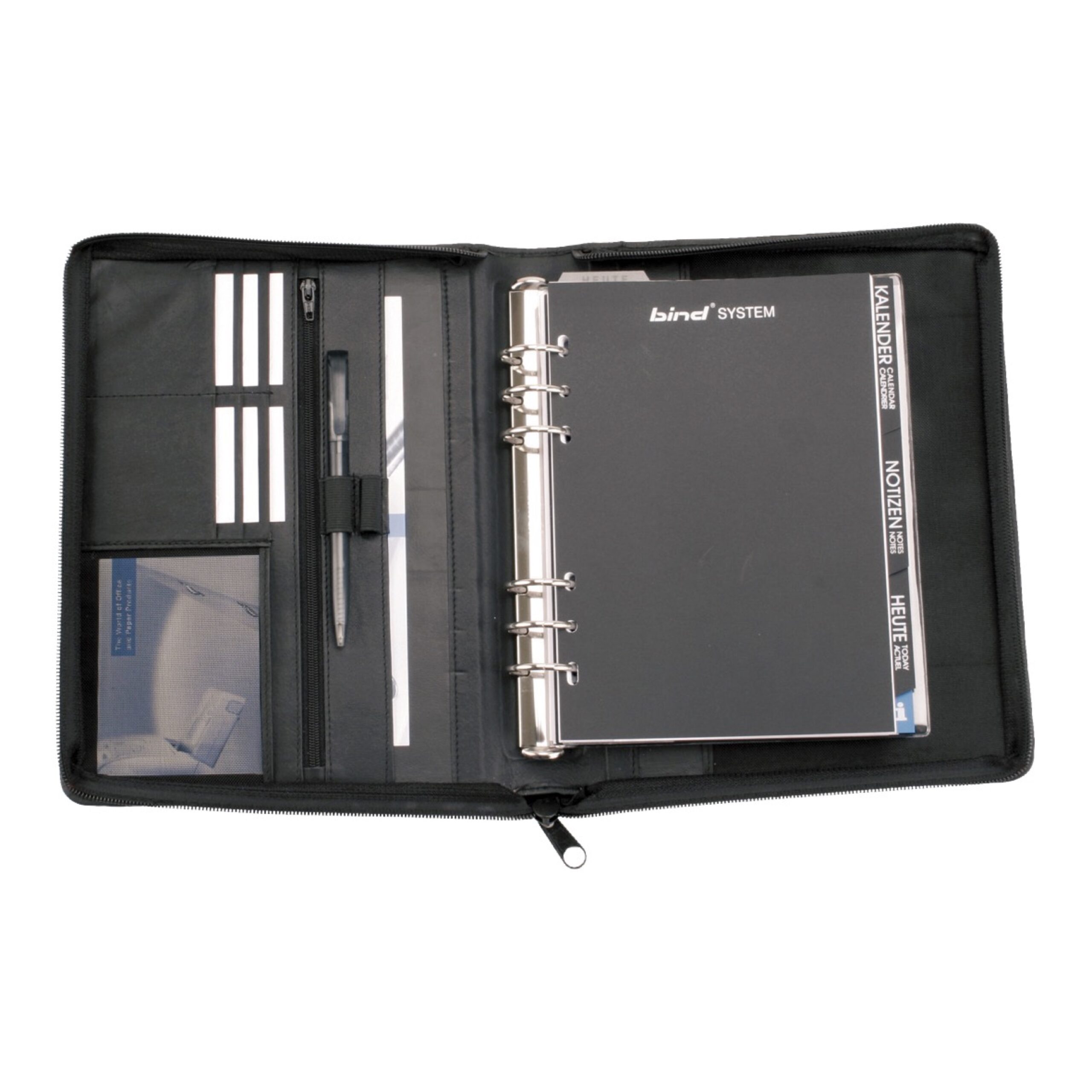 alumaxx-systemplaner-a5-leder-schwarz-mit-reissverschluss image 7