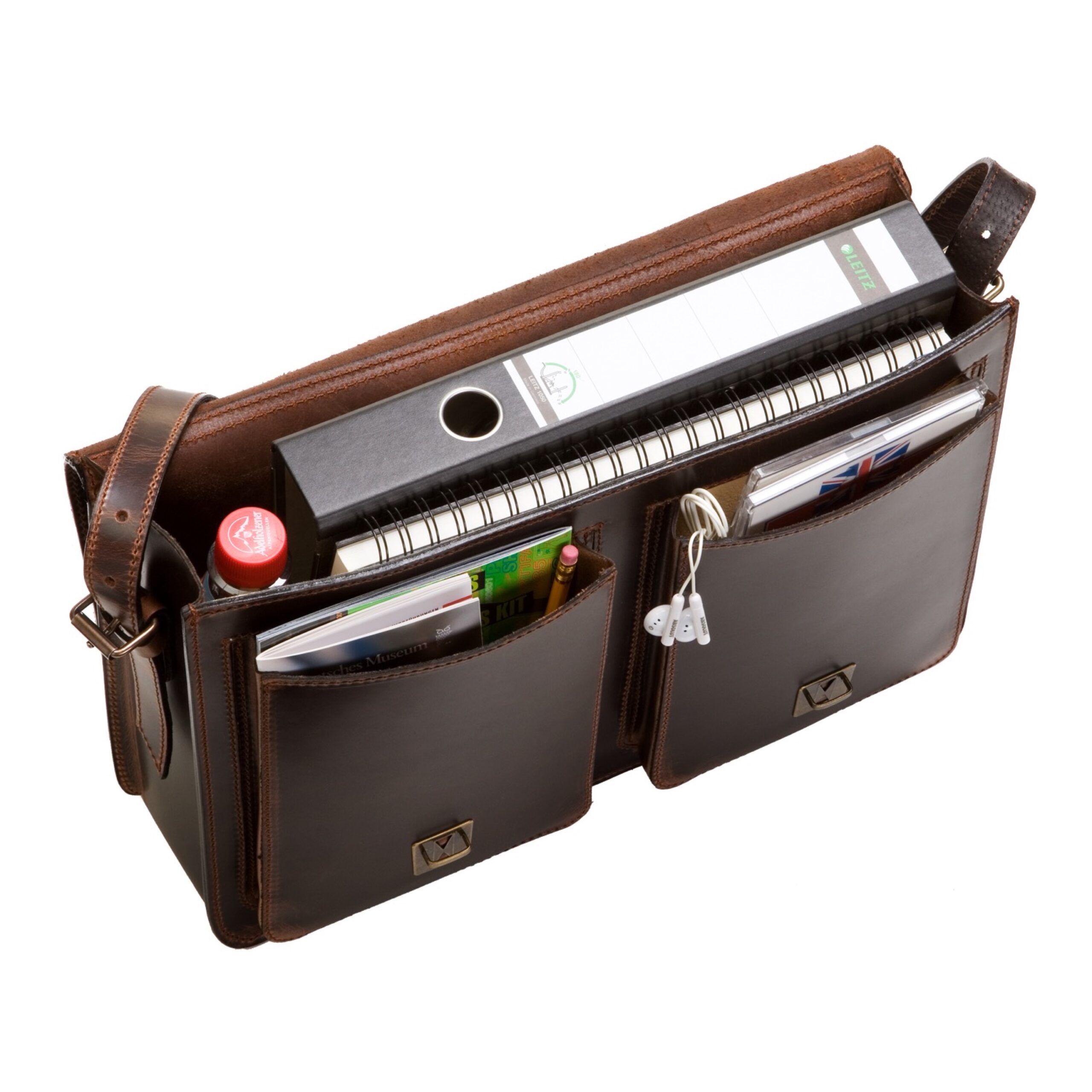 alumaxx-robbert-aktentasche-braun-sattelleder-mit-gurt image 2