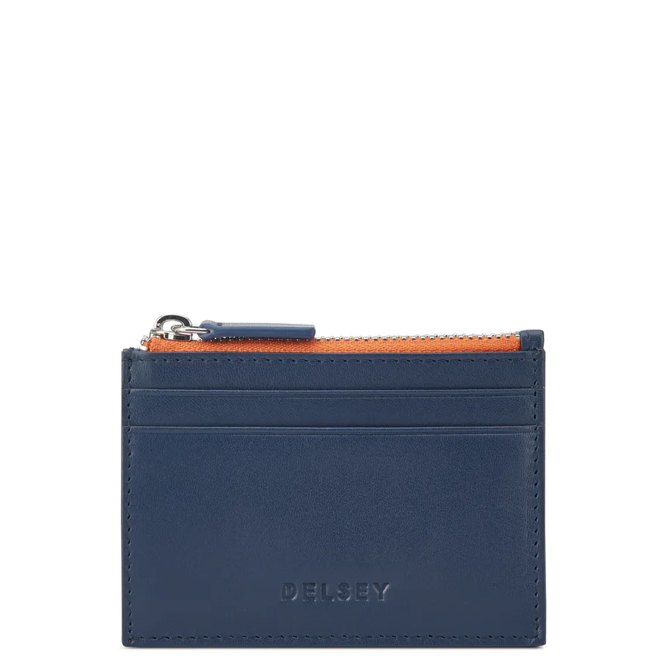 delsey-le-cuir-lisse-kartenetui-leder-navy-klein image 1