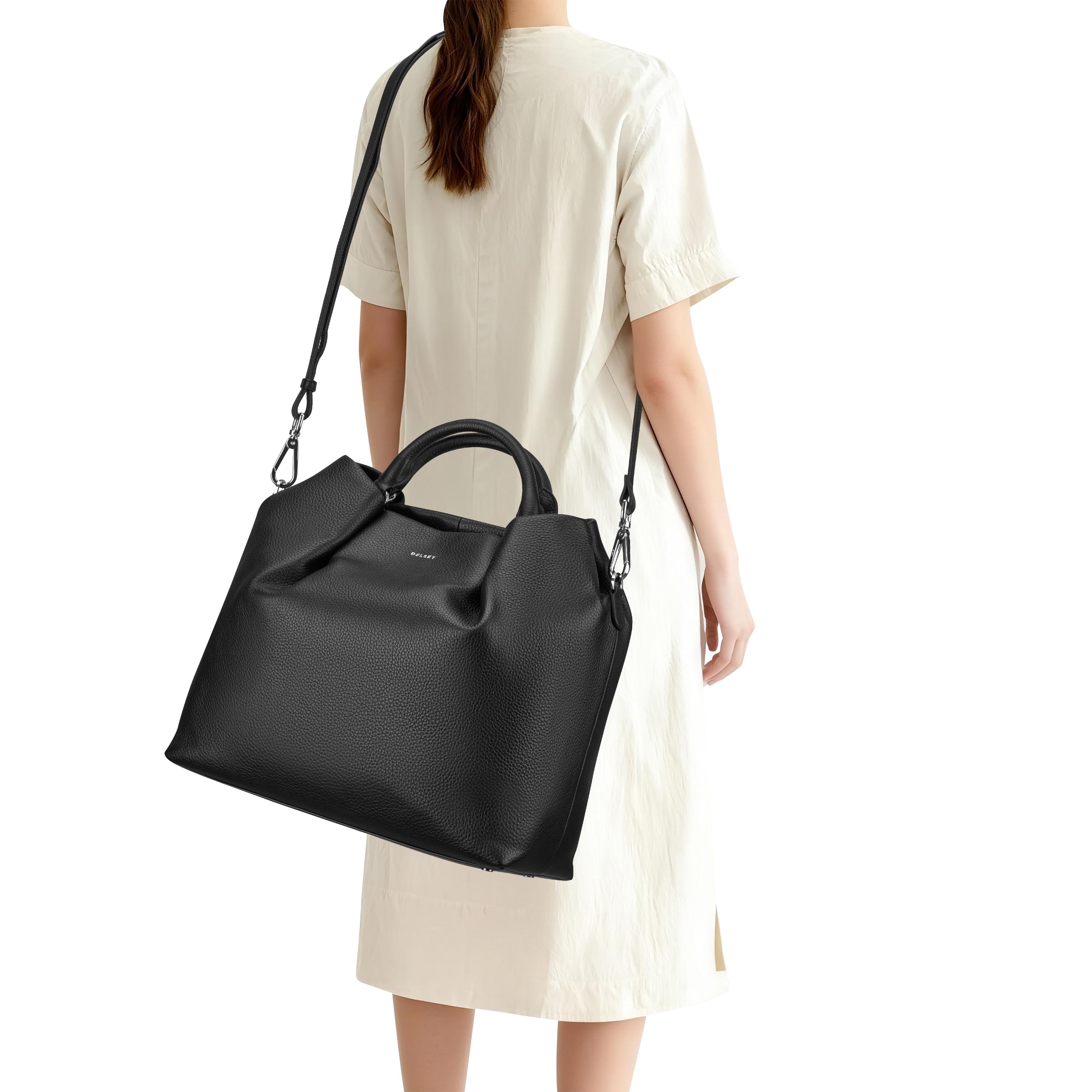 delsey-le-cuir-lisse-graine-handtasche-leder-schwarz-elegant image 6