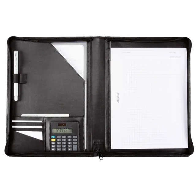 alumaxx-catana-schreibmappe-a4-leder-schwarz-mit-rei-verschluss image 1