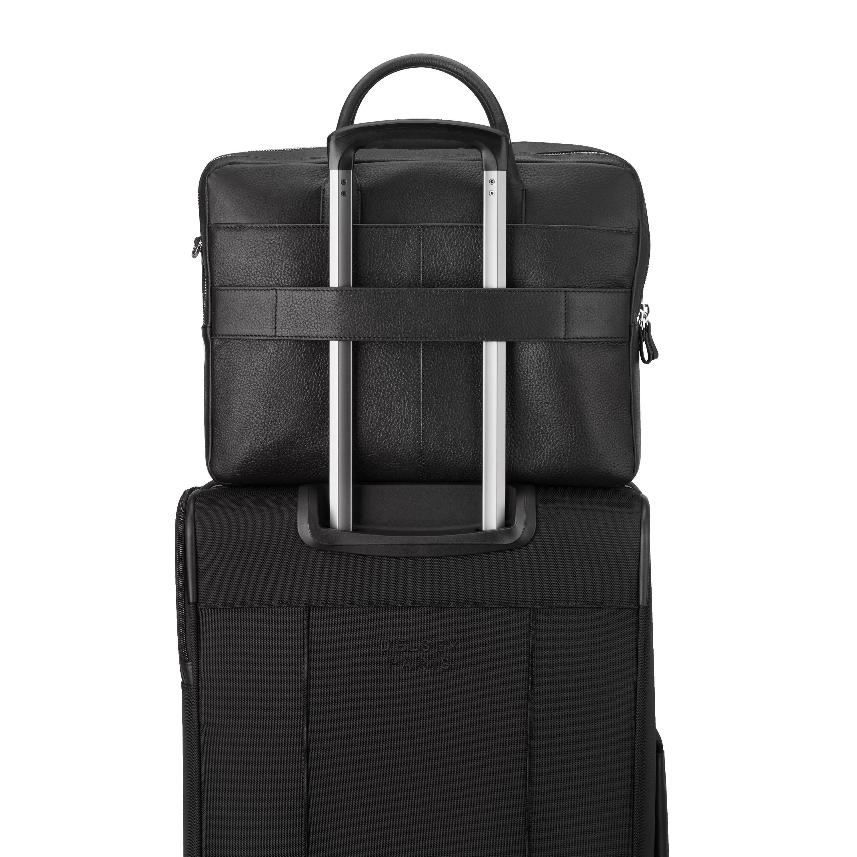 delsey-le-cuir-graine-laptoptasche-schwarz-leder image 7