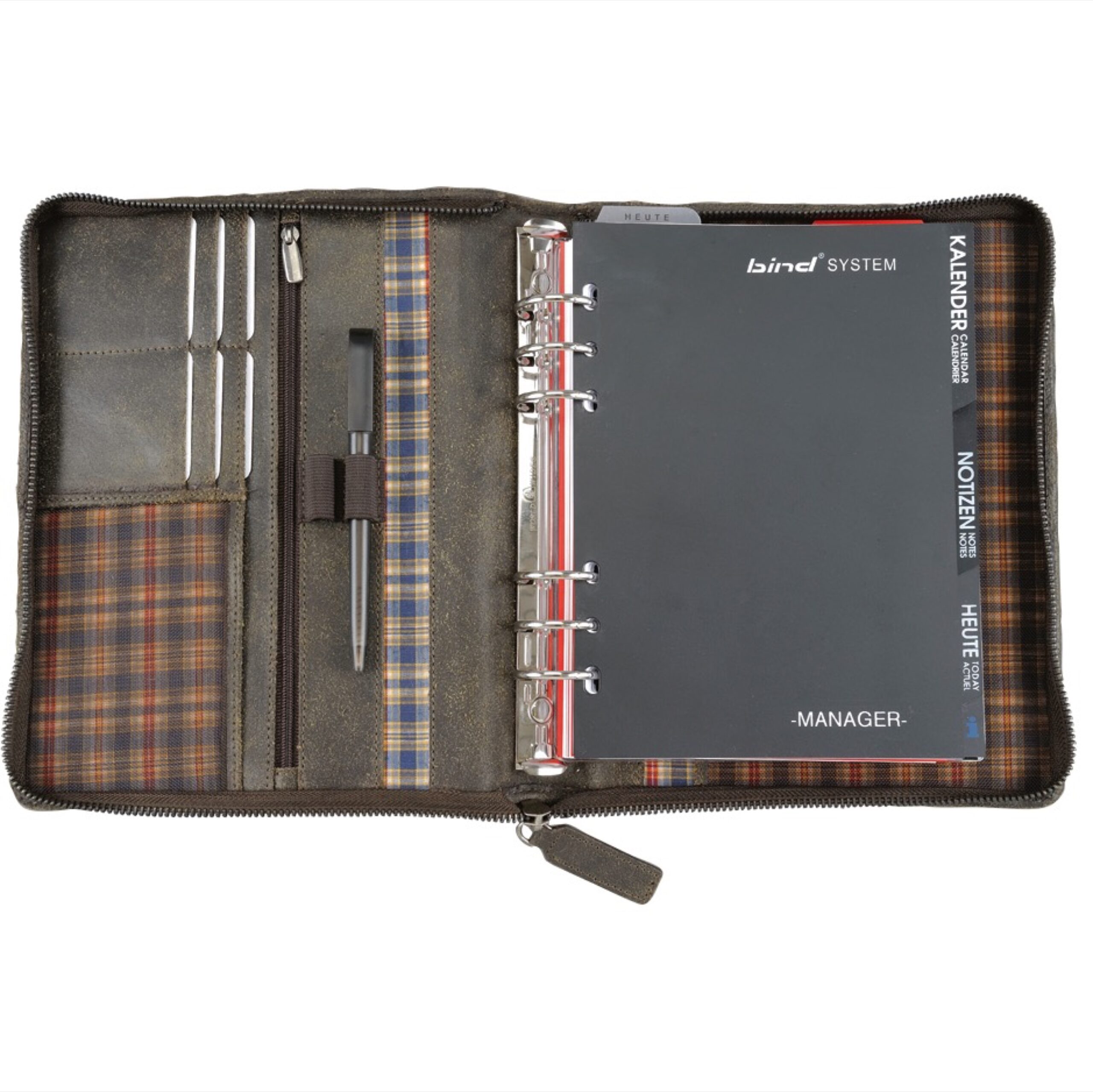 alumaxx-systemplaner-a5-organizer-braun-leder-mit-reissverschluss image 2