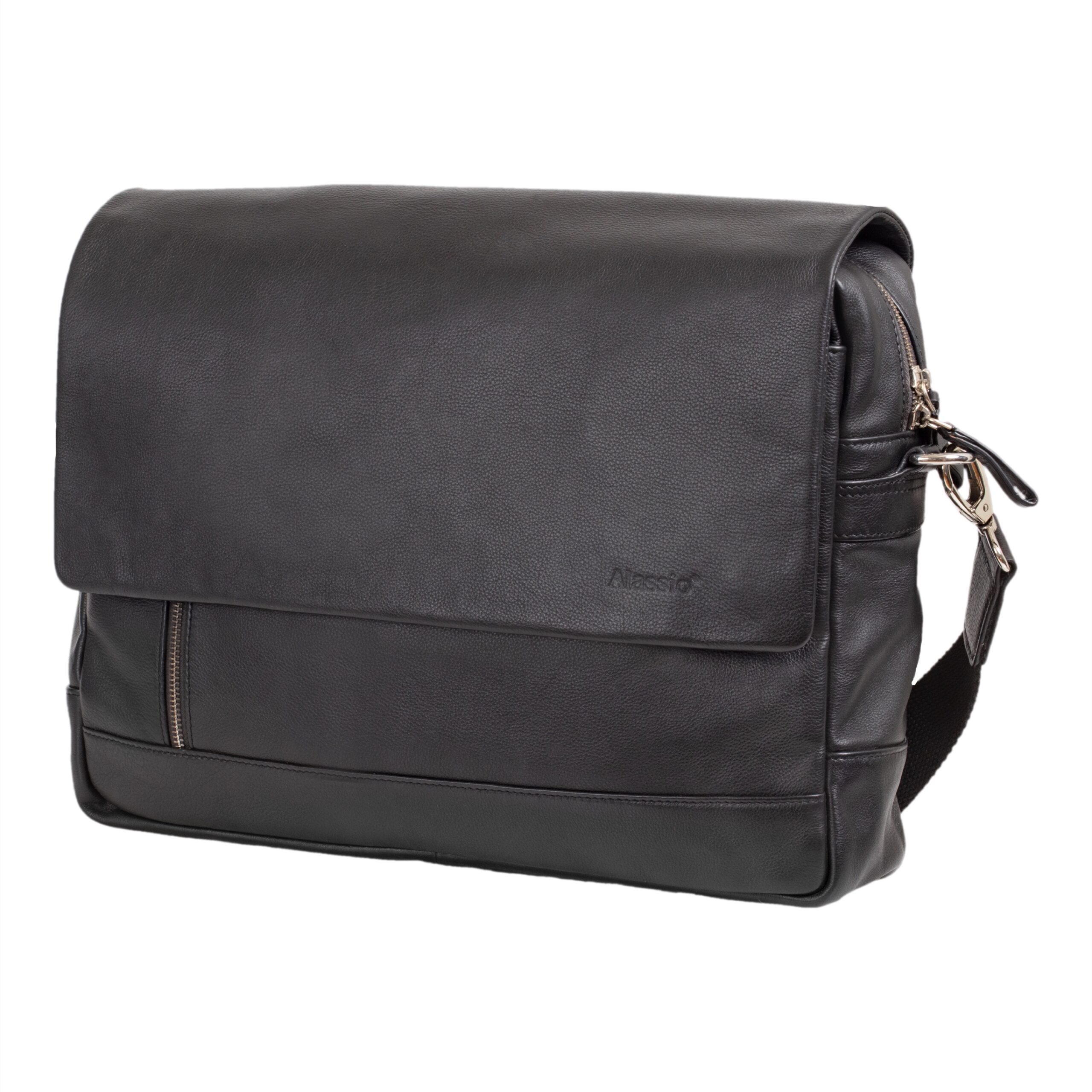 alumaxx-oro-schultertasche-schwarz-leder-a4-laptopfach image 1