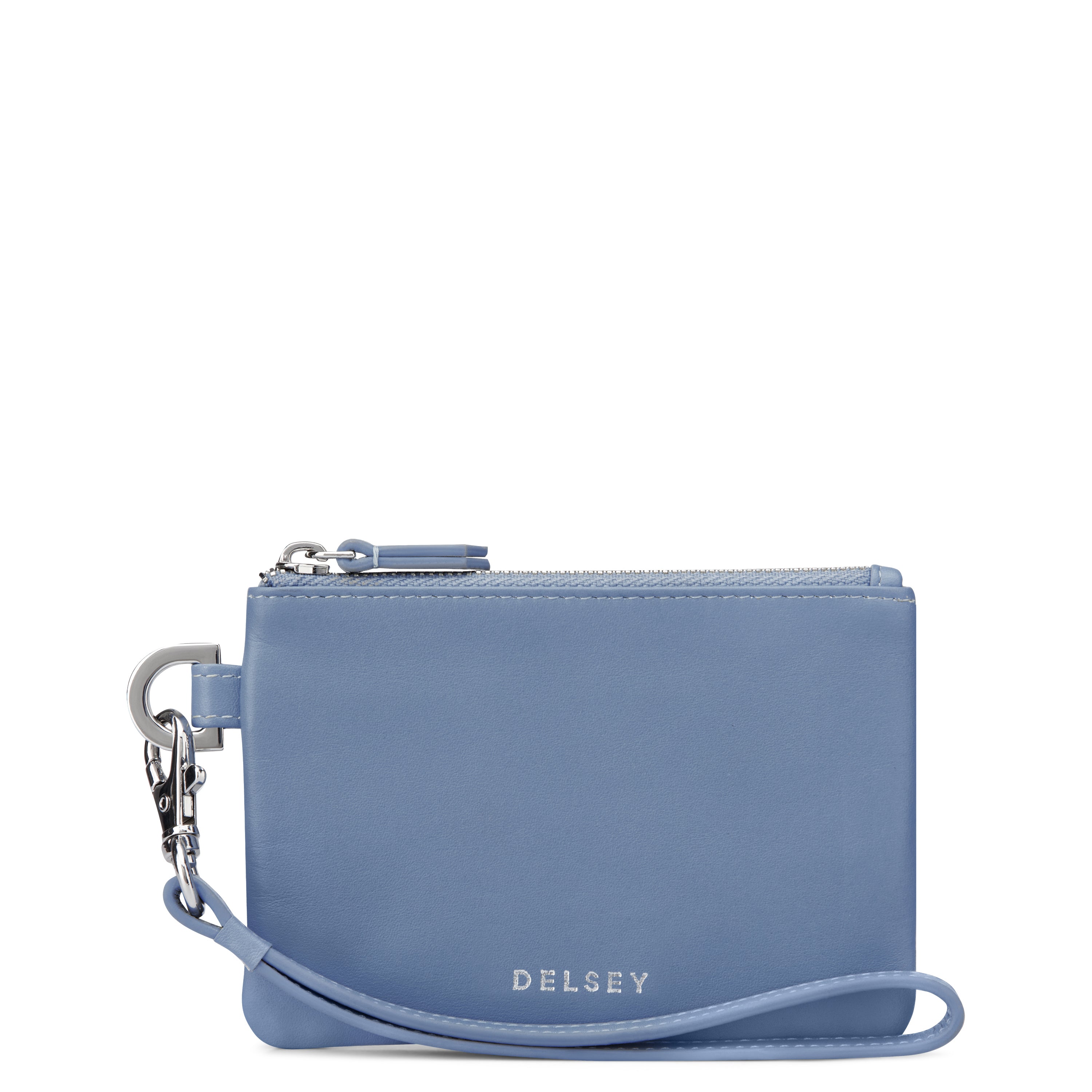 delsey-le-cuir-lisse-pochette-leder-sky-blue-clutch image 1