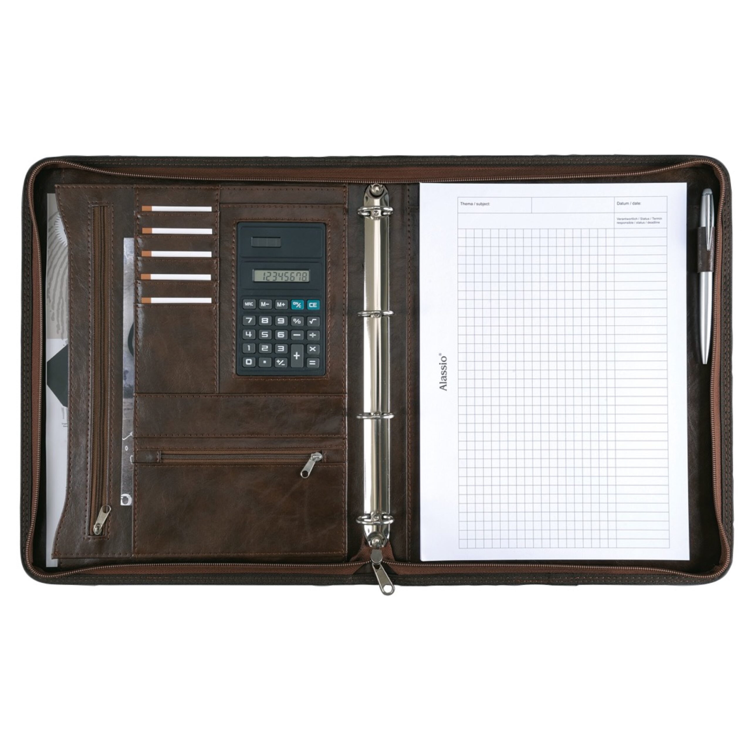 alassio-massa-a4-ringbuchmappe-schreibmappe-braun image 2