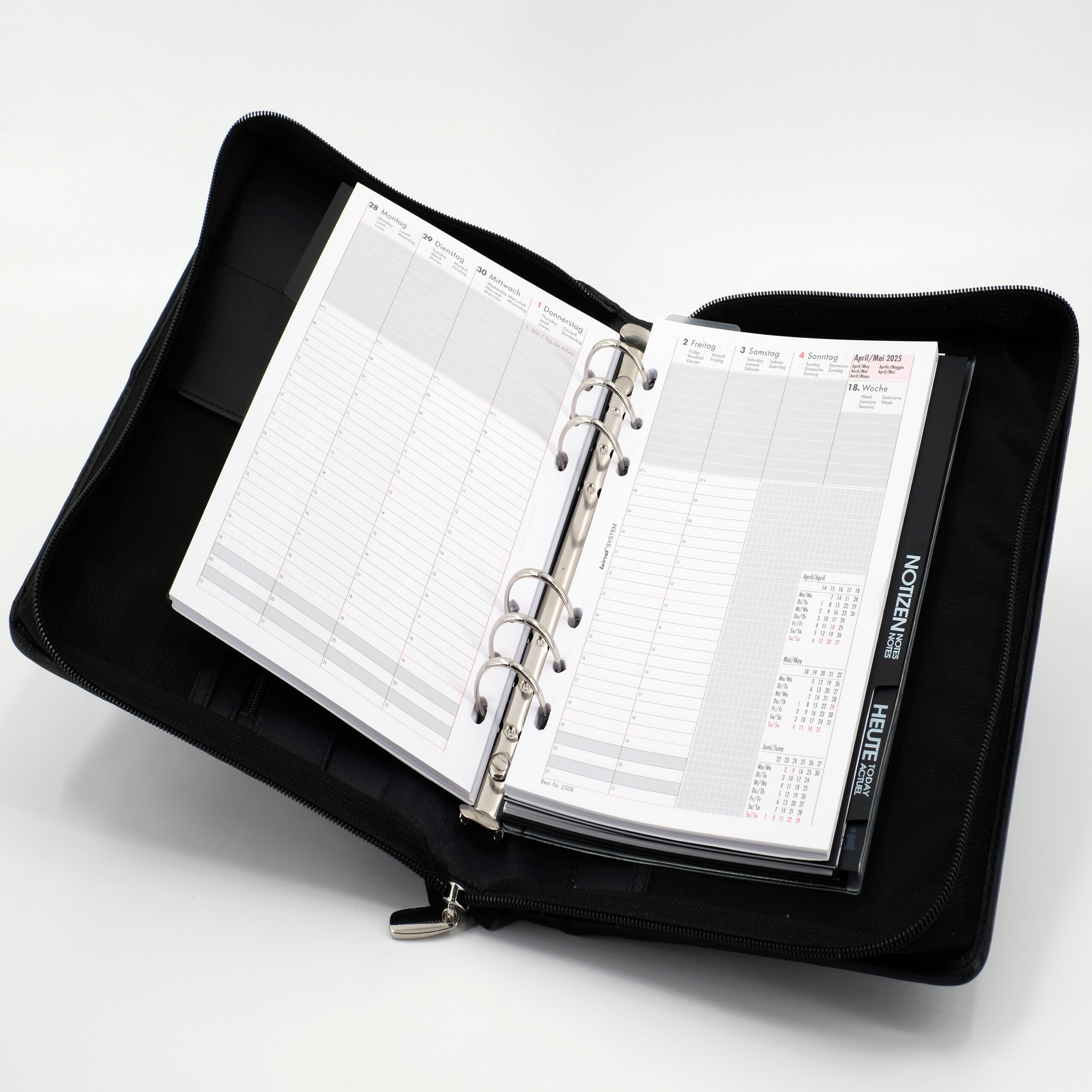 alumaxx-systemplaner-a5-leder-schwarz-mit-reissverschluss image 3