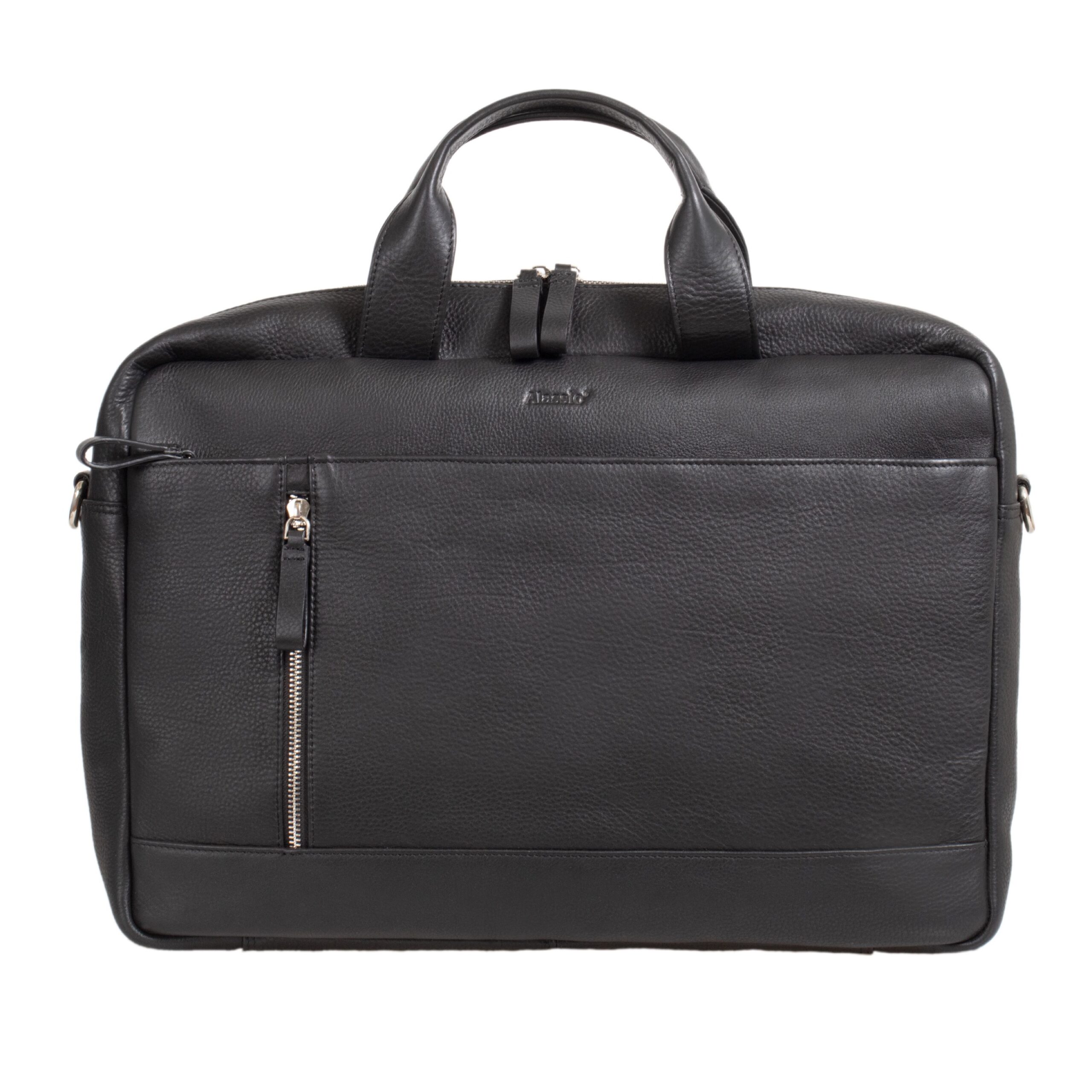 alumaxx-tiber-laptoptasche-schwarz-leder-15-zoll-trolleyband image 1