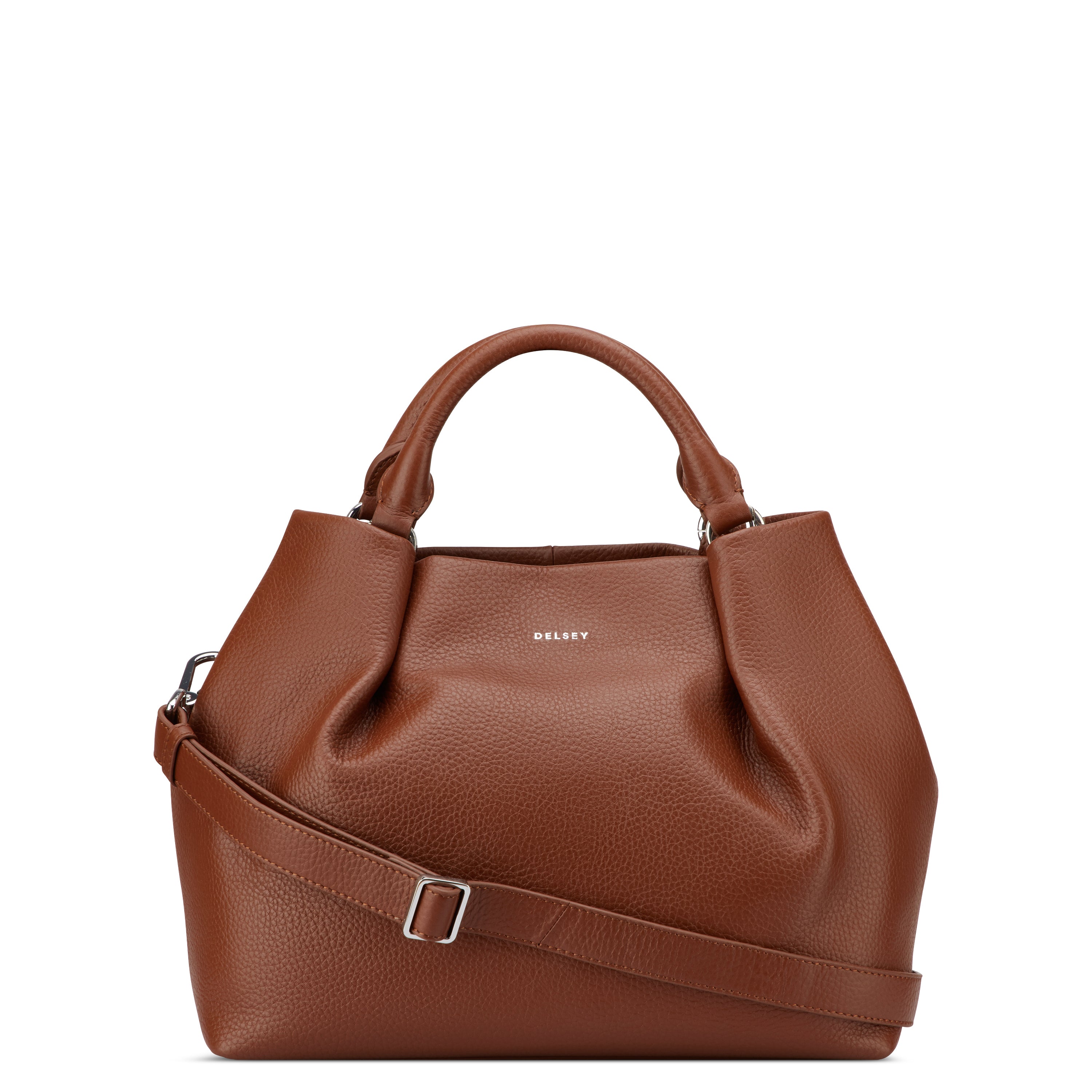 delsey-le-cuir-graine-handtasche-cognac-leder-2 image 4