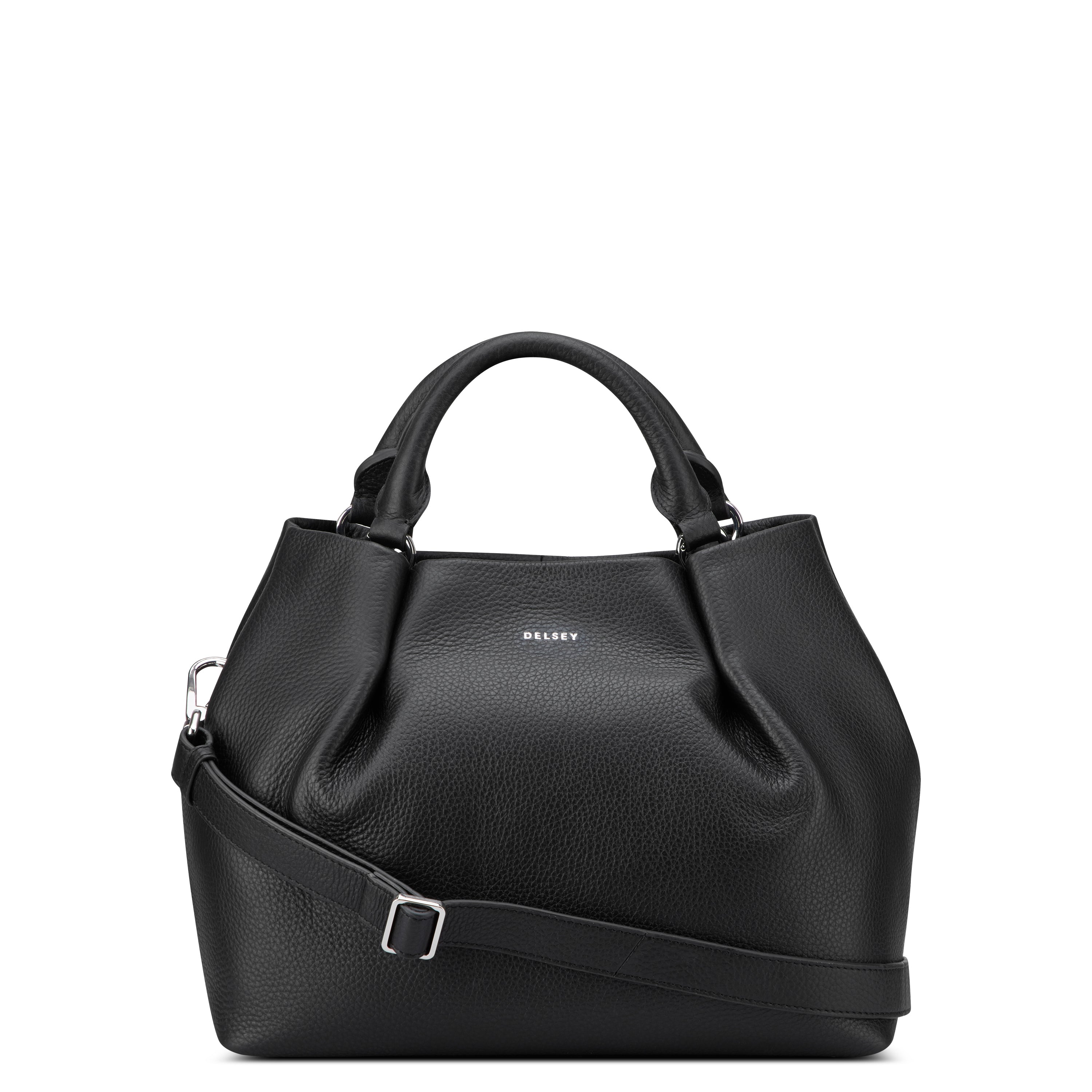 delsey-le-cuir-grain-handtasche-schwarz-leder image 1