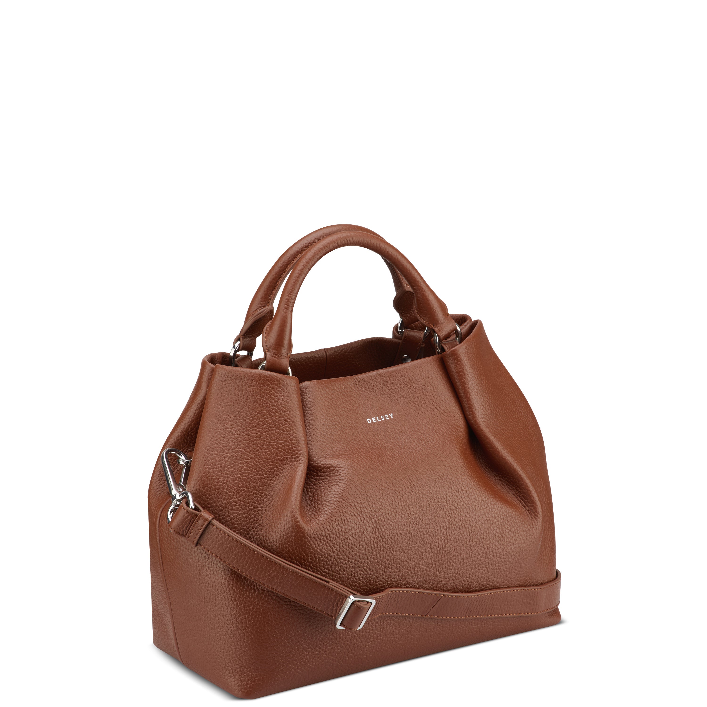delsey-le-cuir-graine-handtasche-cognac-leder-2 image 2