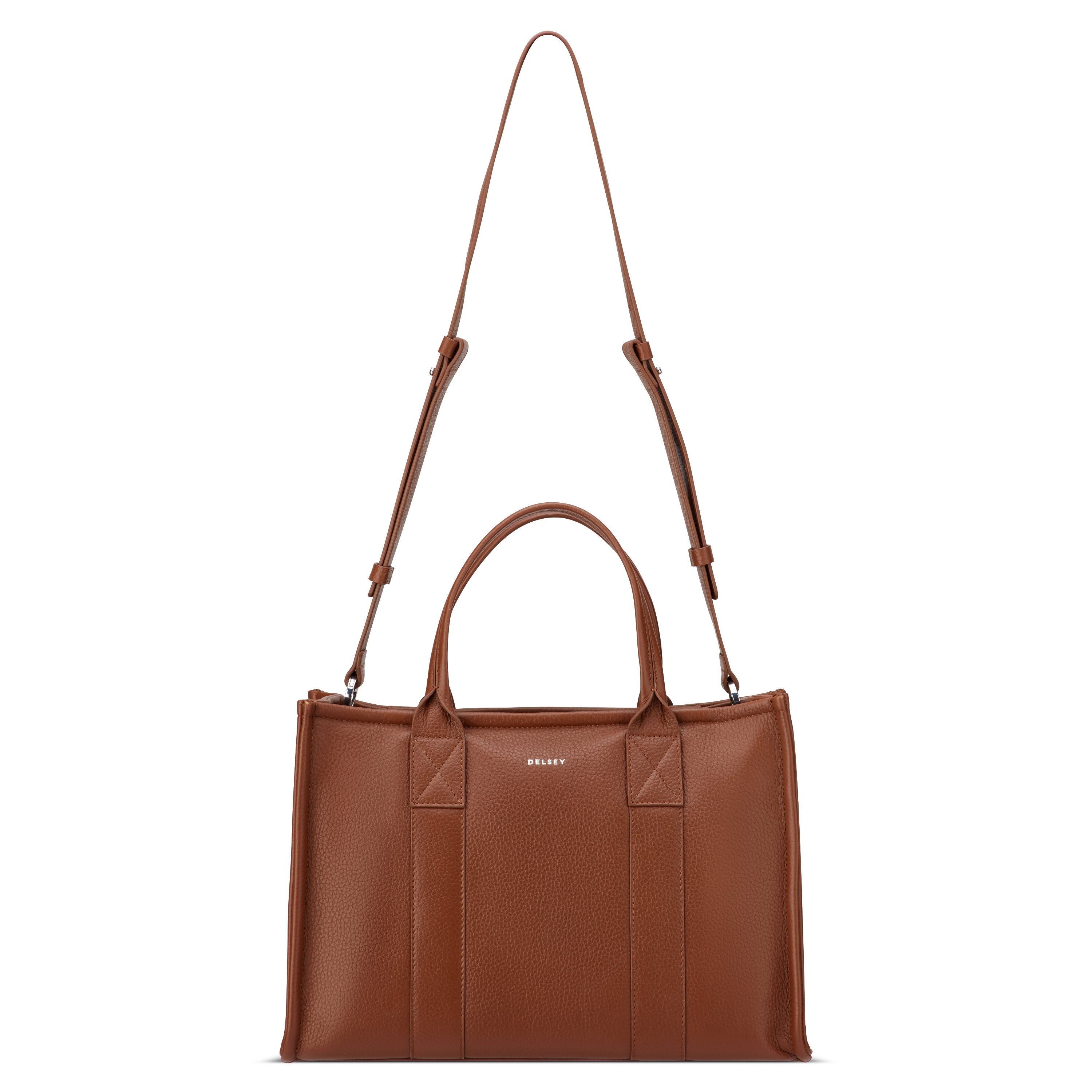 delsey-le-cuir-graine-handtasche-cognac-leder-damentasche image 5