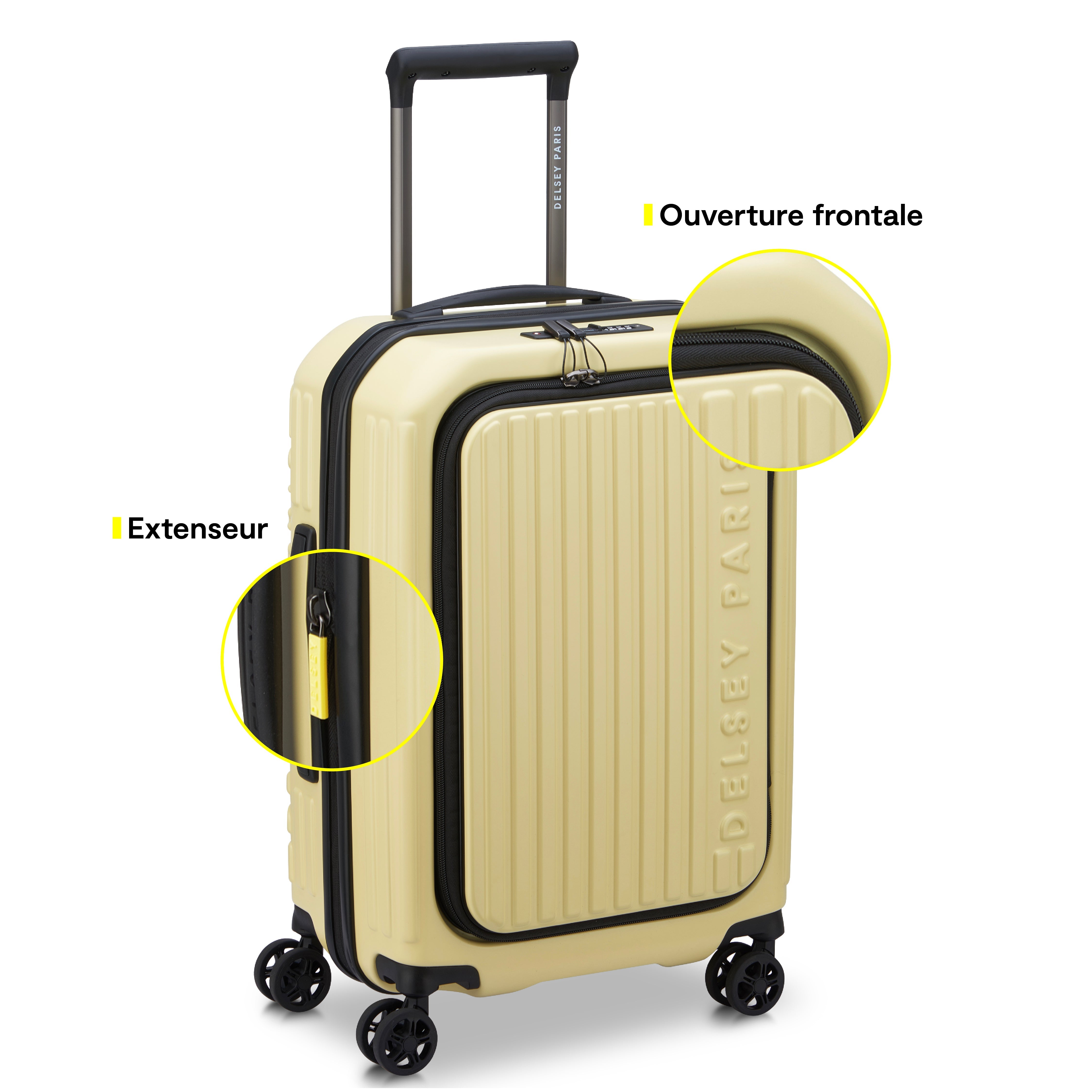 delsey-securitime-zip-55-cm-kabinenkoffer-gelb-erweiterbar image 2