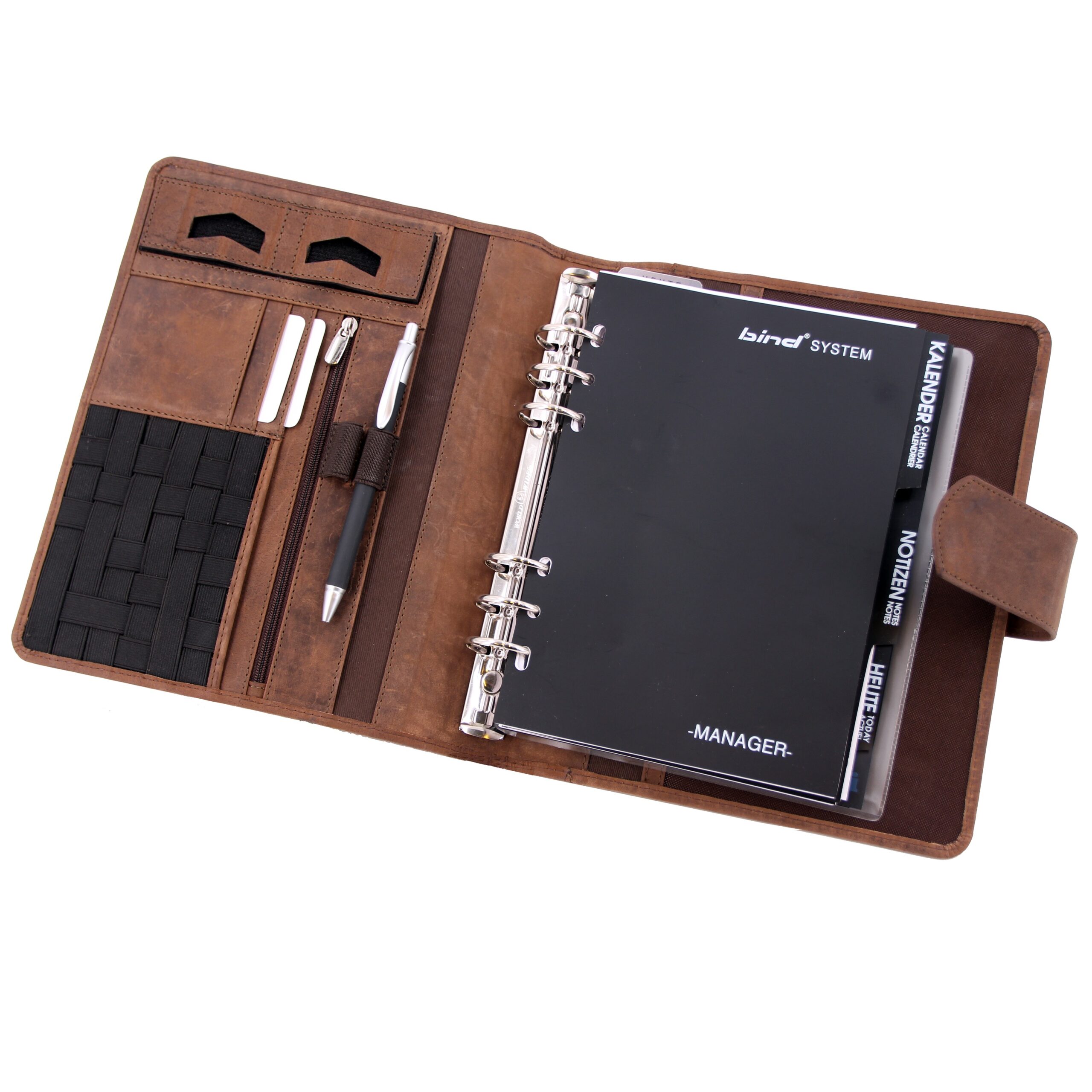 alumaxx-systemplaner-a5-organizer-braun-leder-magnetverschluss image 2