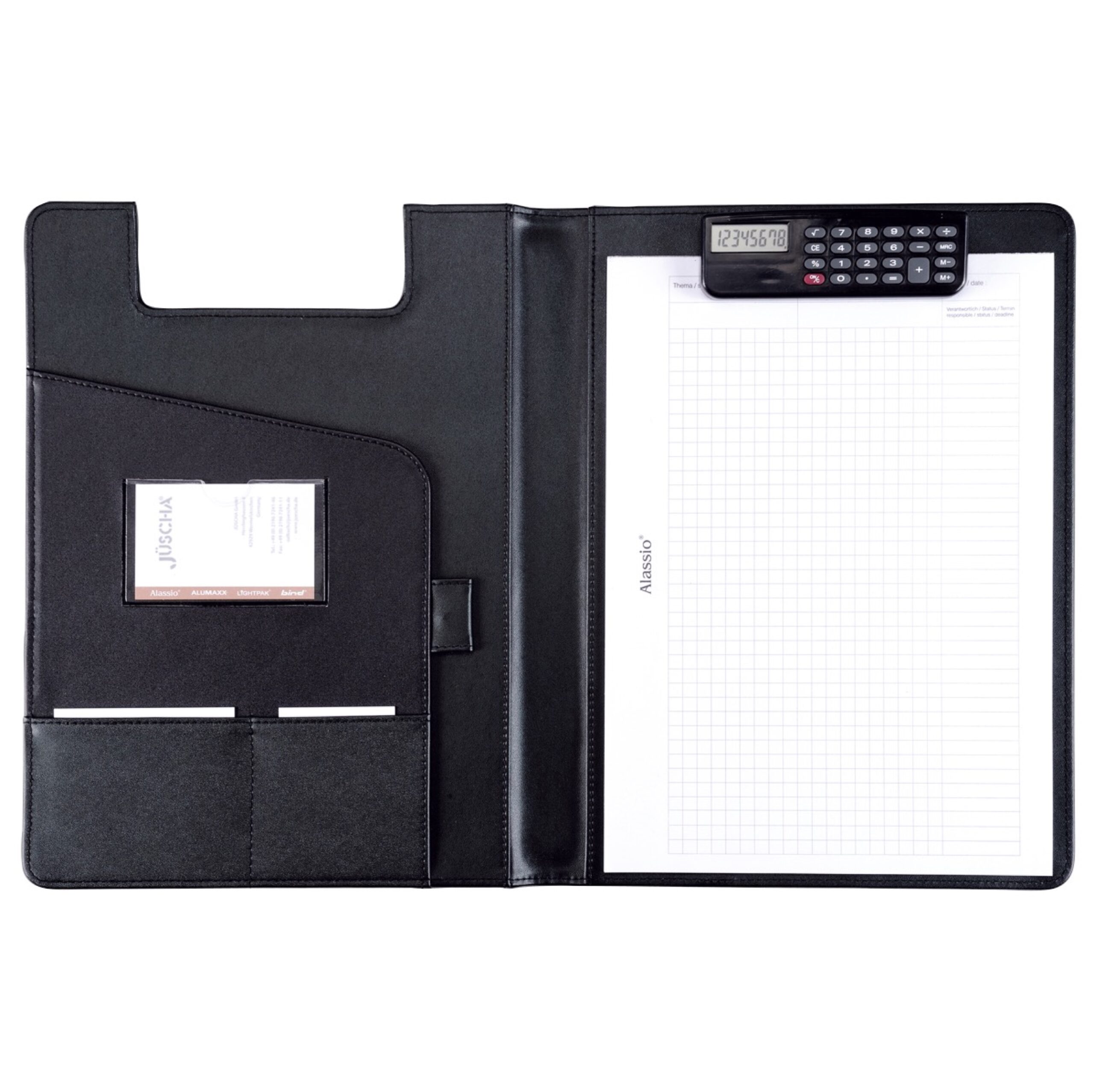 alumaxx-brescia-schreibmappe-a4-schwarz-mit-rechner image 1