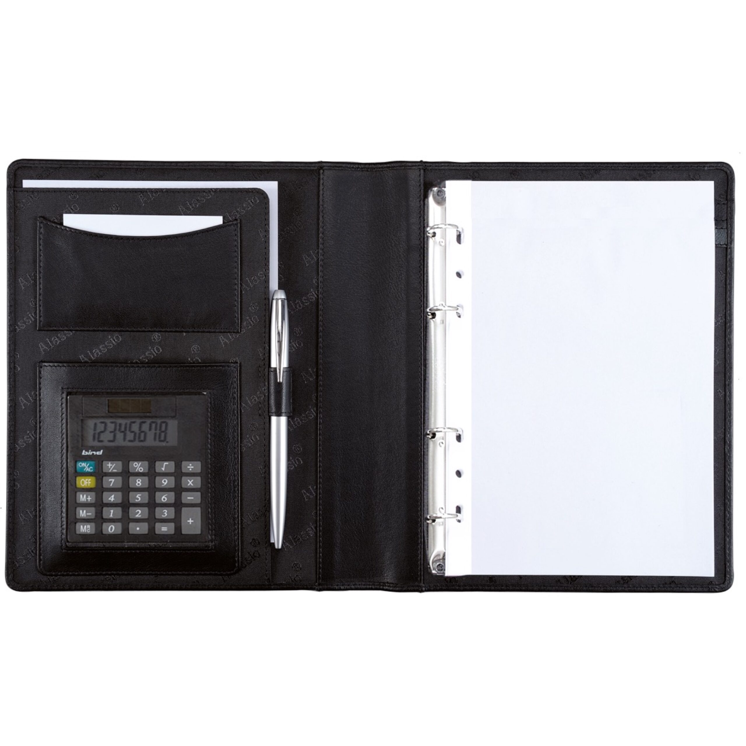 alumaxx-benaco-ringbuchmappe-a5-schwarz-taschenrechner image 1