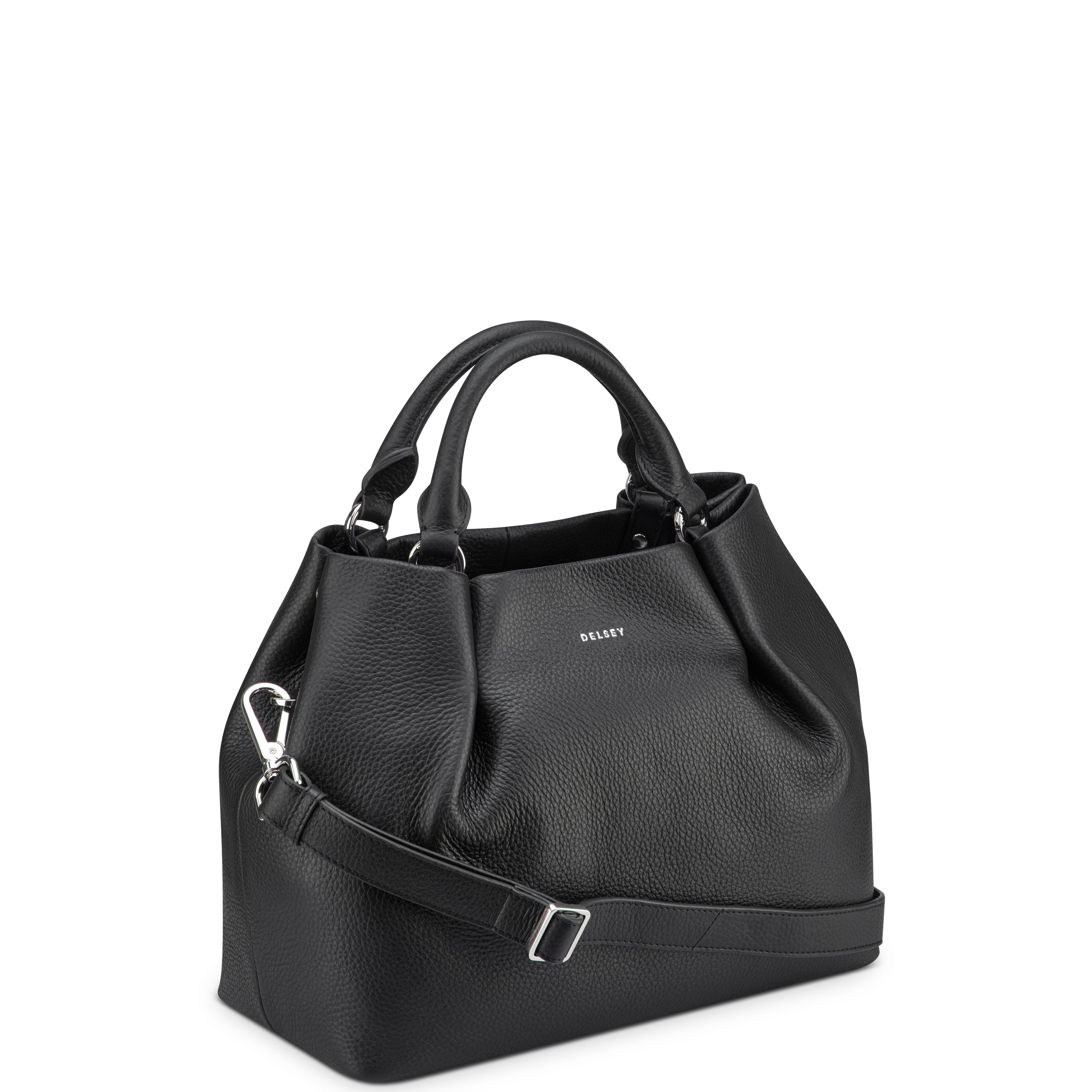 delsey-le-cuir-grain-handtasche-schwarz-leder image 2