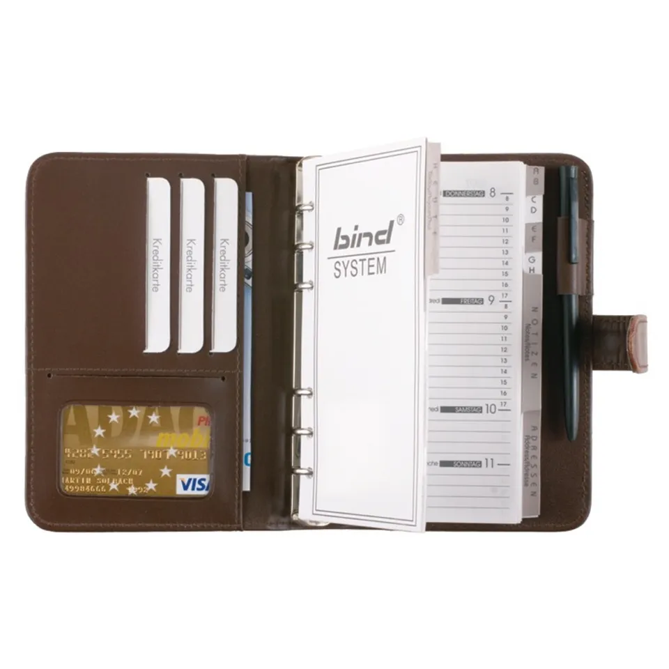 alumaxx-bind-systemplaner-a6-braun-lederimitat-kalender image 1