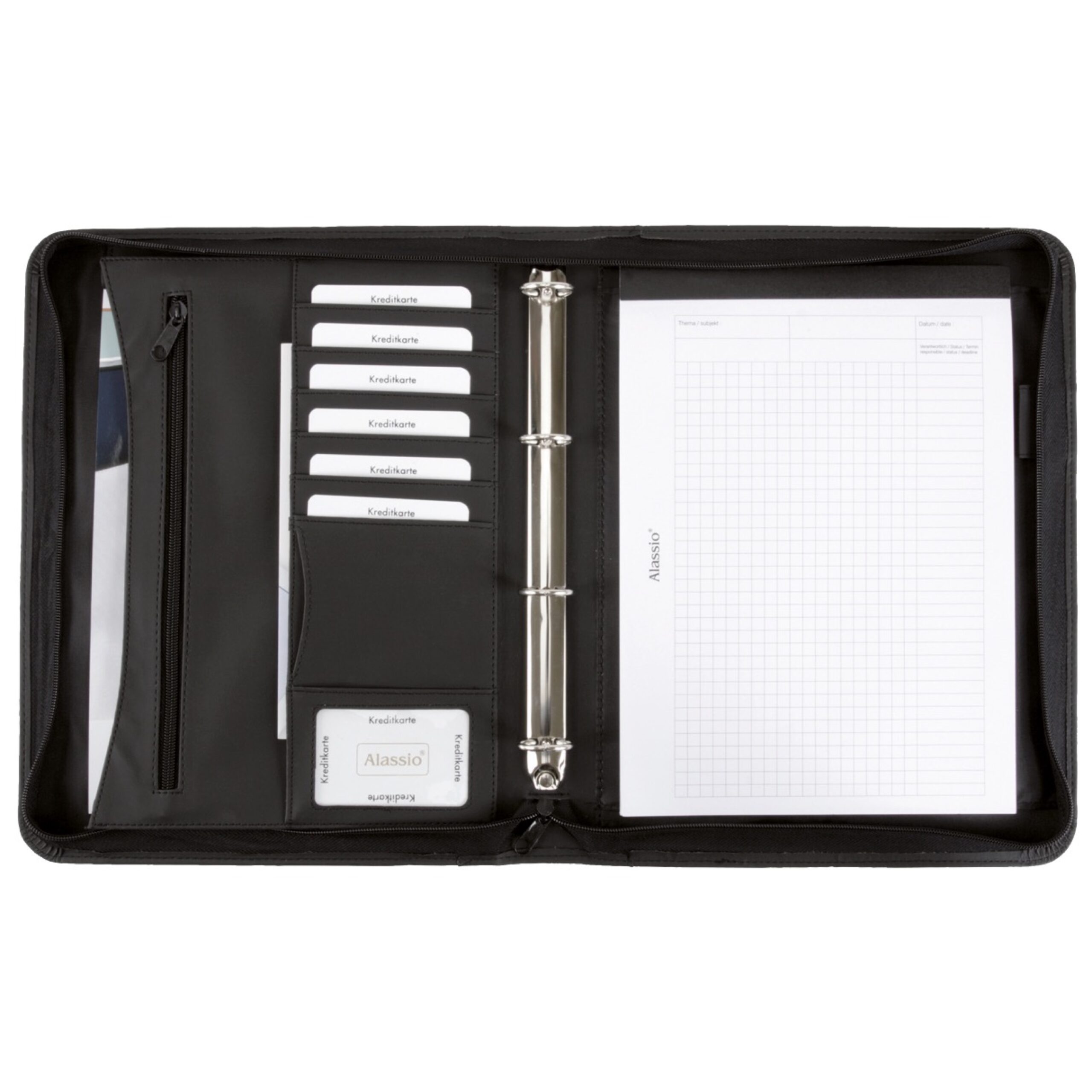 alassio-office-set-schreibmappe-a4-schwarz-mit-ringmechanik image 1