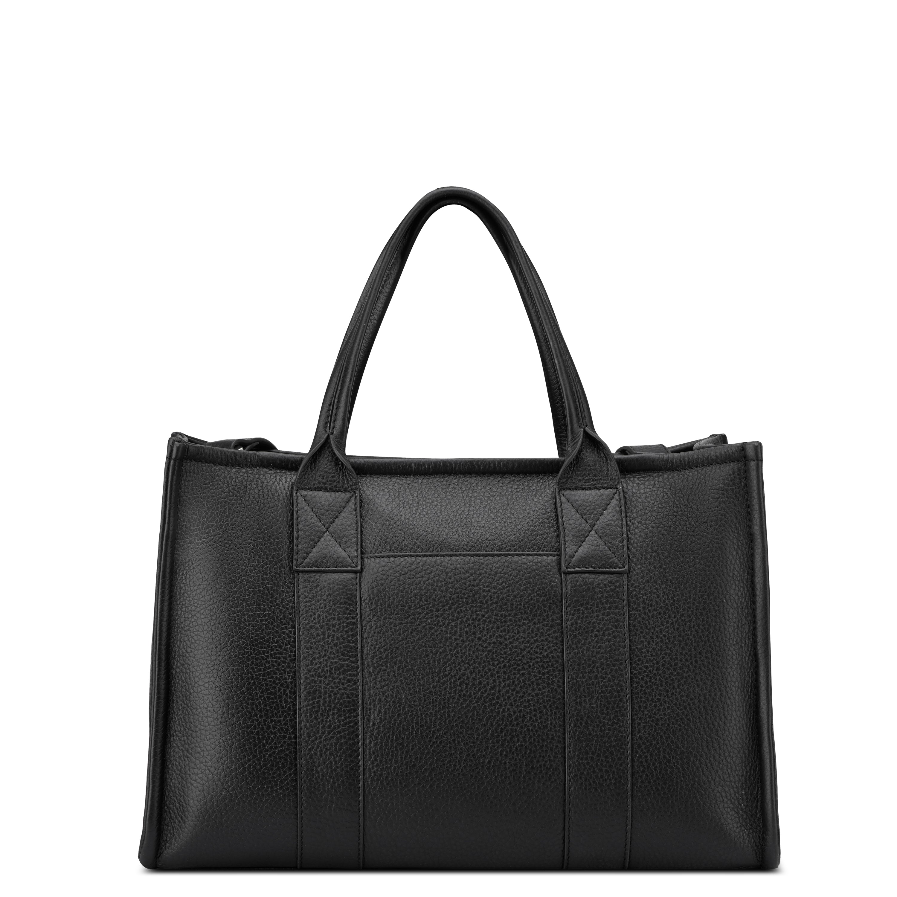 delsey-le-cuir-lisse-le-cuir-graine-handtasche-schwarz-leder image 7