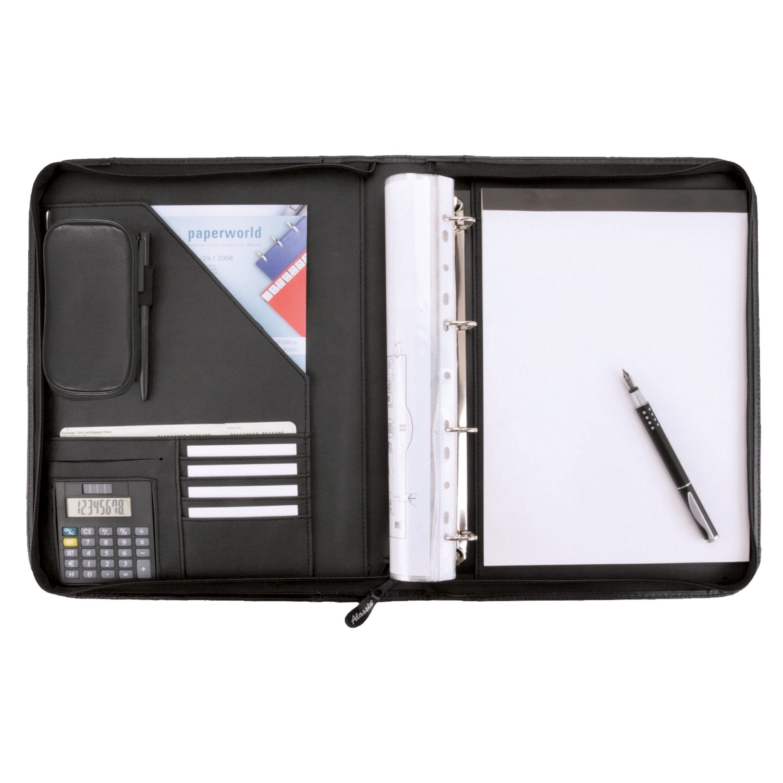 alumaxx-reggio-ringbuchmappe-a4-schwarz-mit-taschenrechner image 1