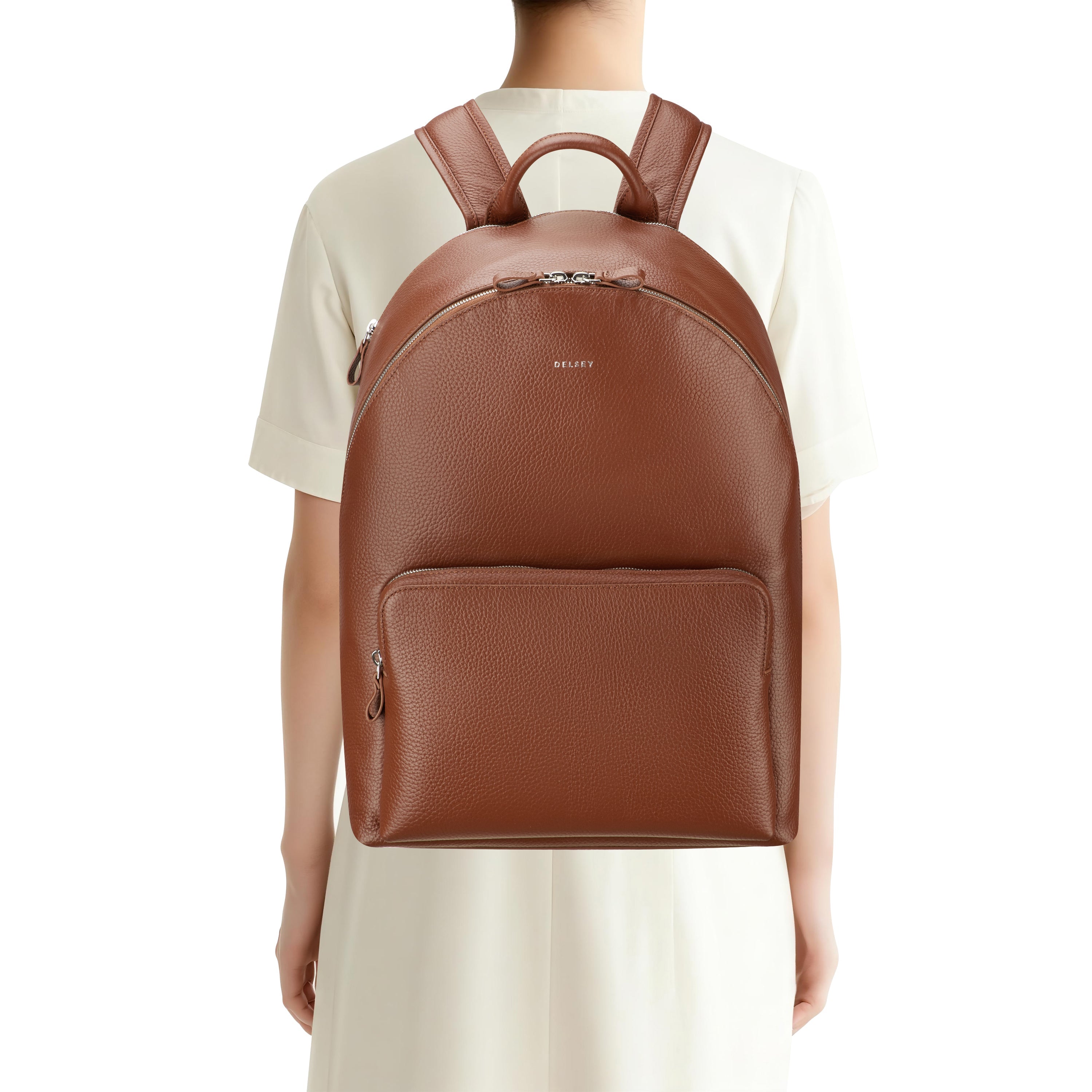 delsey-le-cuir-graine-rucksack-23l-cognac-leder image 5