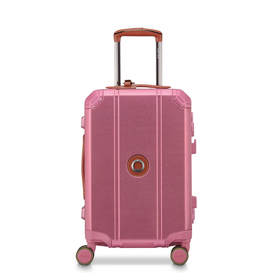 delsey-alu-r-kabinenkoffer-55cm-pink-aluminium-optik image 1