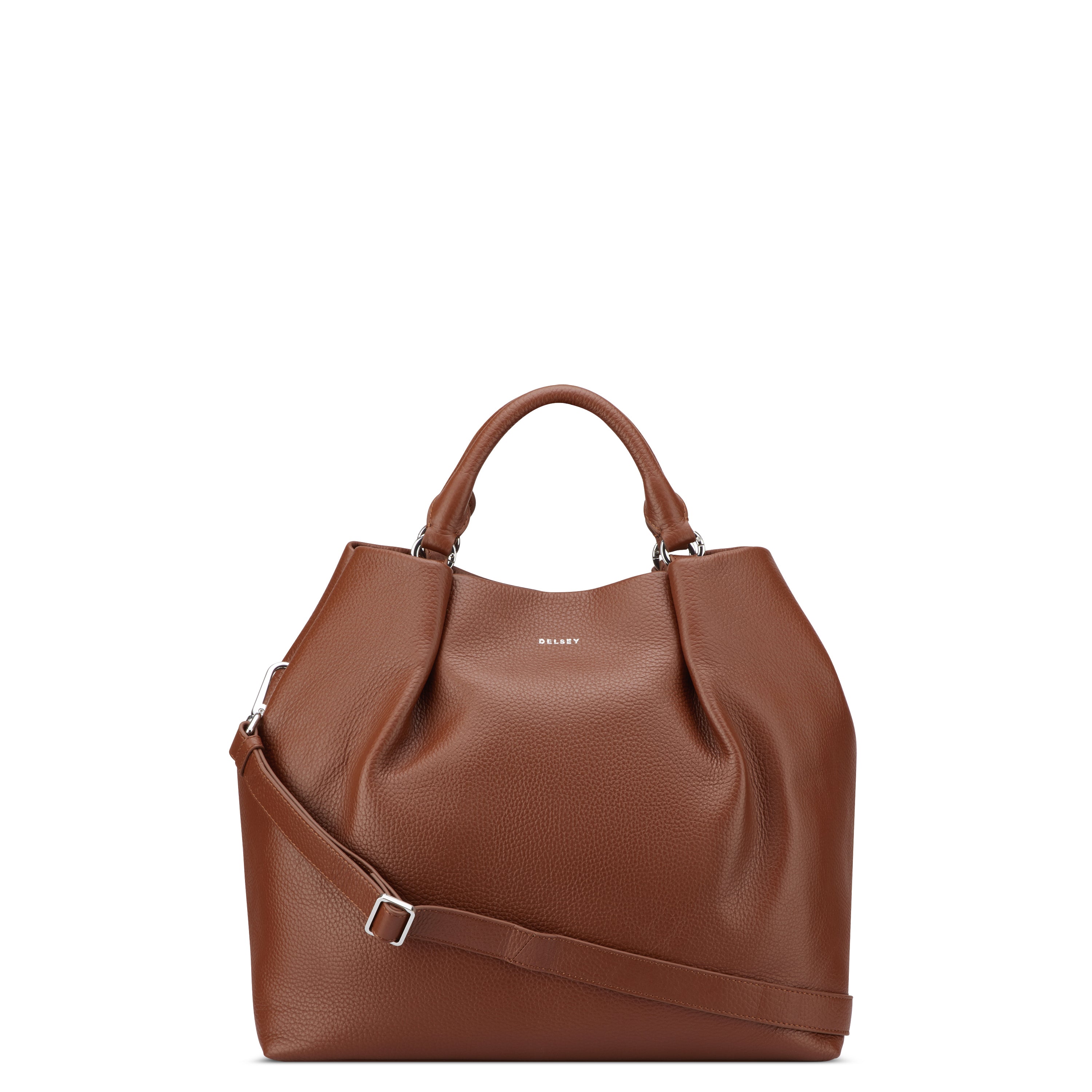 delsey-le-cuir-graine-handtasche-cognac-leder image 1
