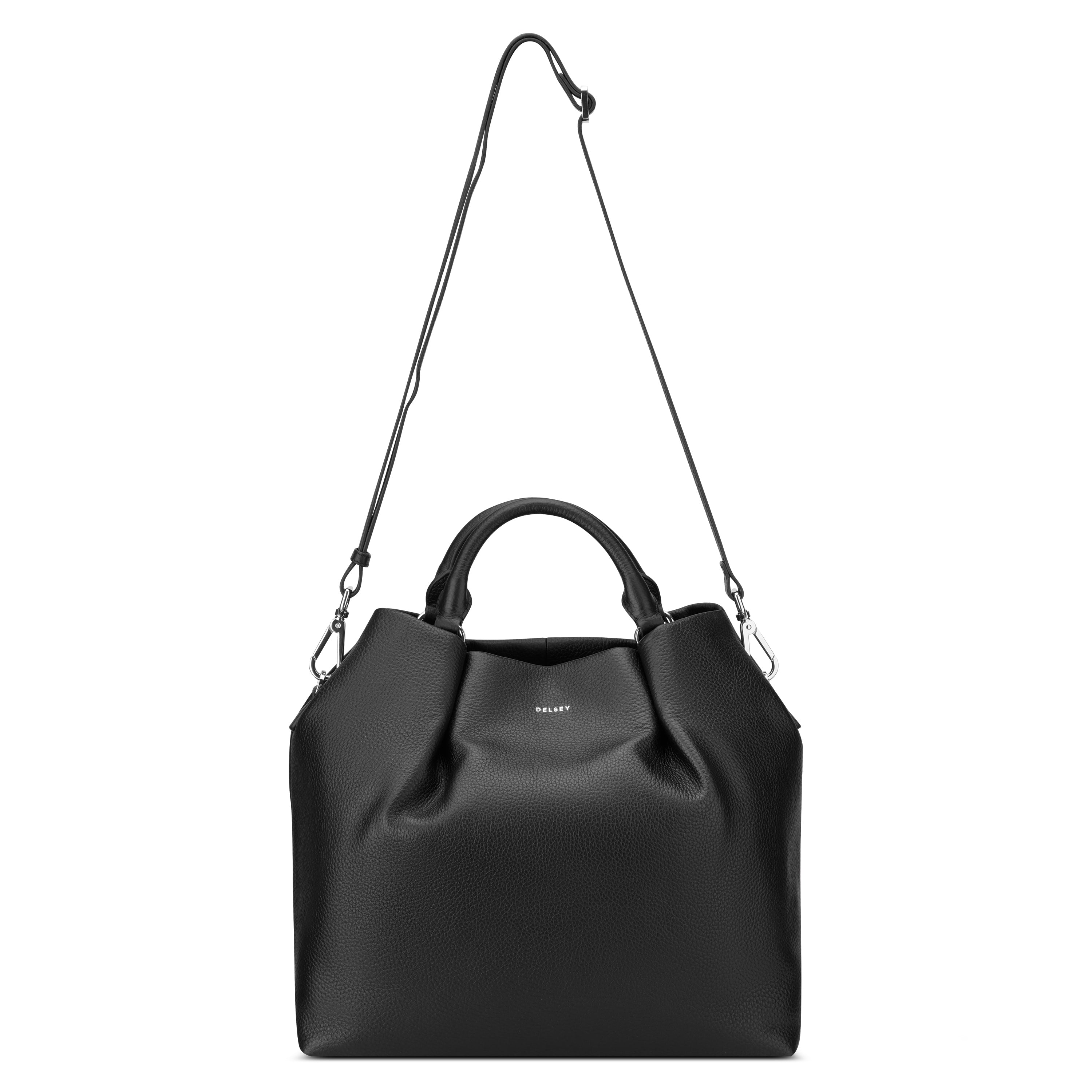 delsey-le-cuir-lisse-graine-handtasche-leder-schwarz-elegant image 5