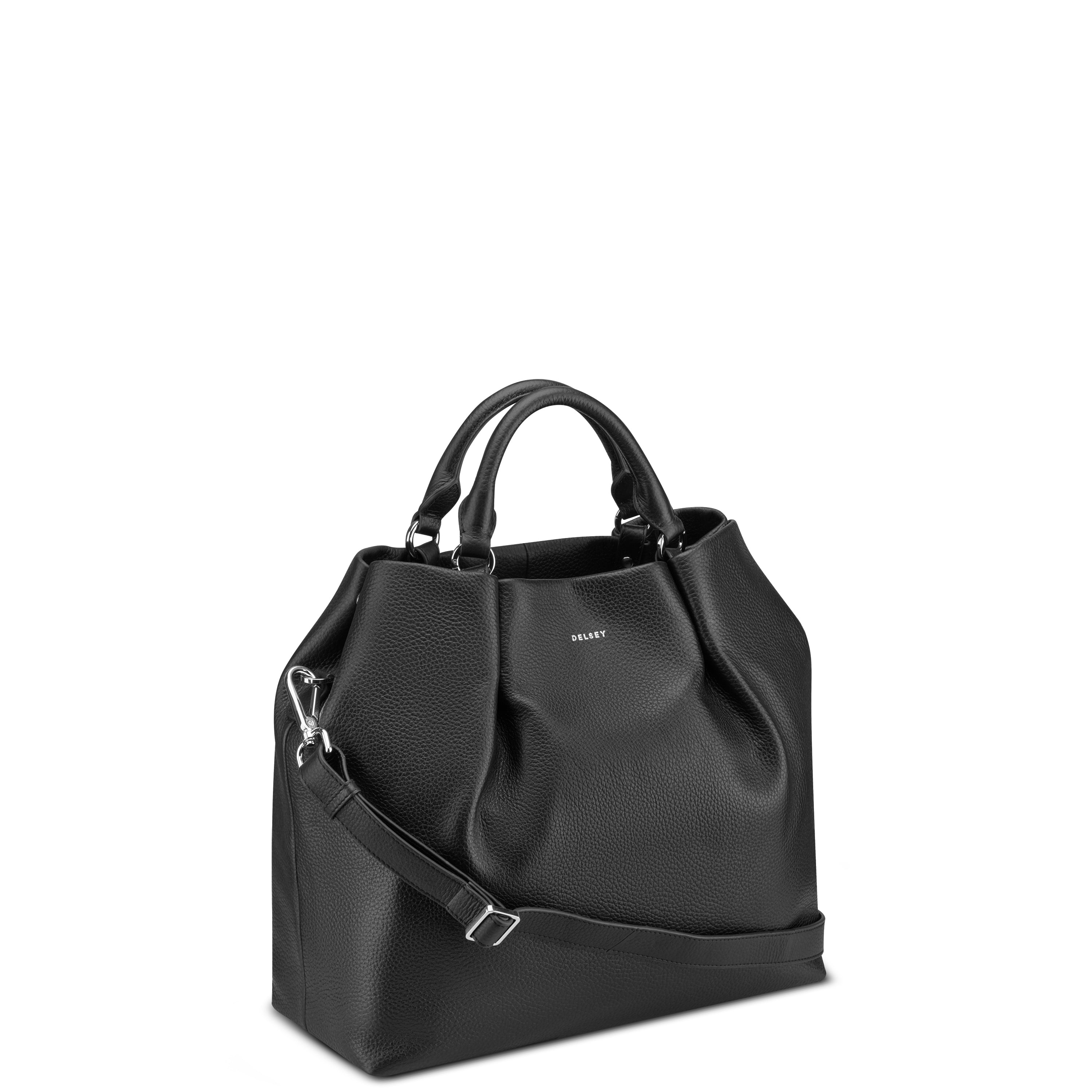 delsey-le-cuir-lisse-graine-handtasche-leder-schwarz-elegant image 2