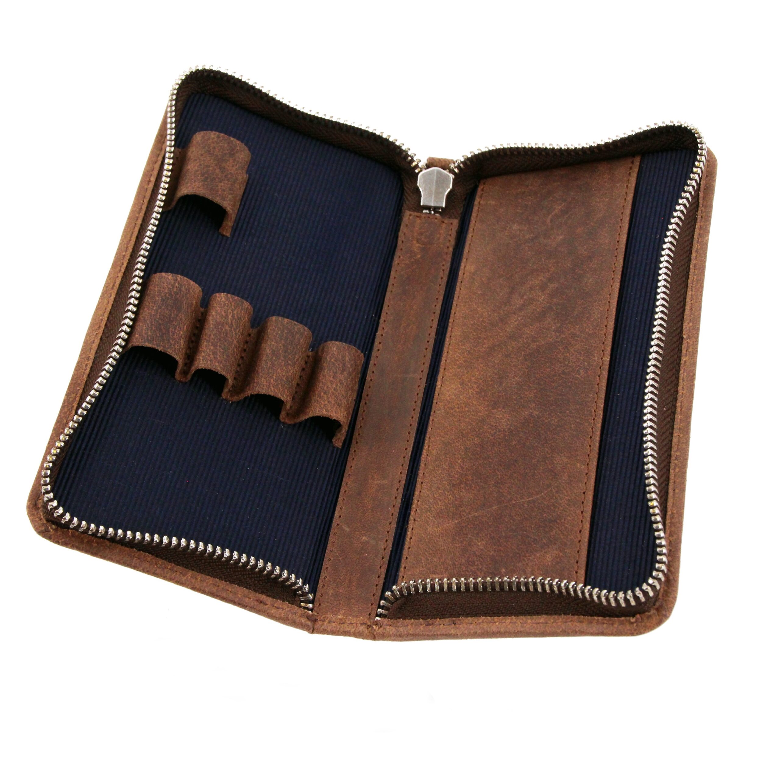 alumaxx-schreibger-teetuis-etui-braun-blau-hunter-leder-3-stifte image 1