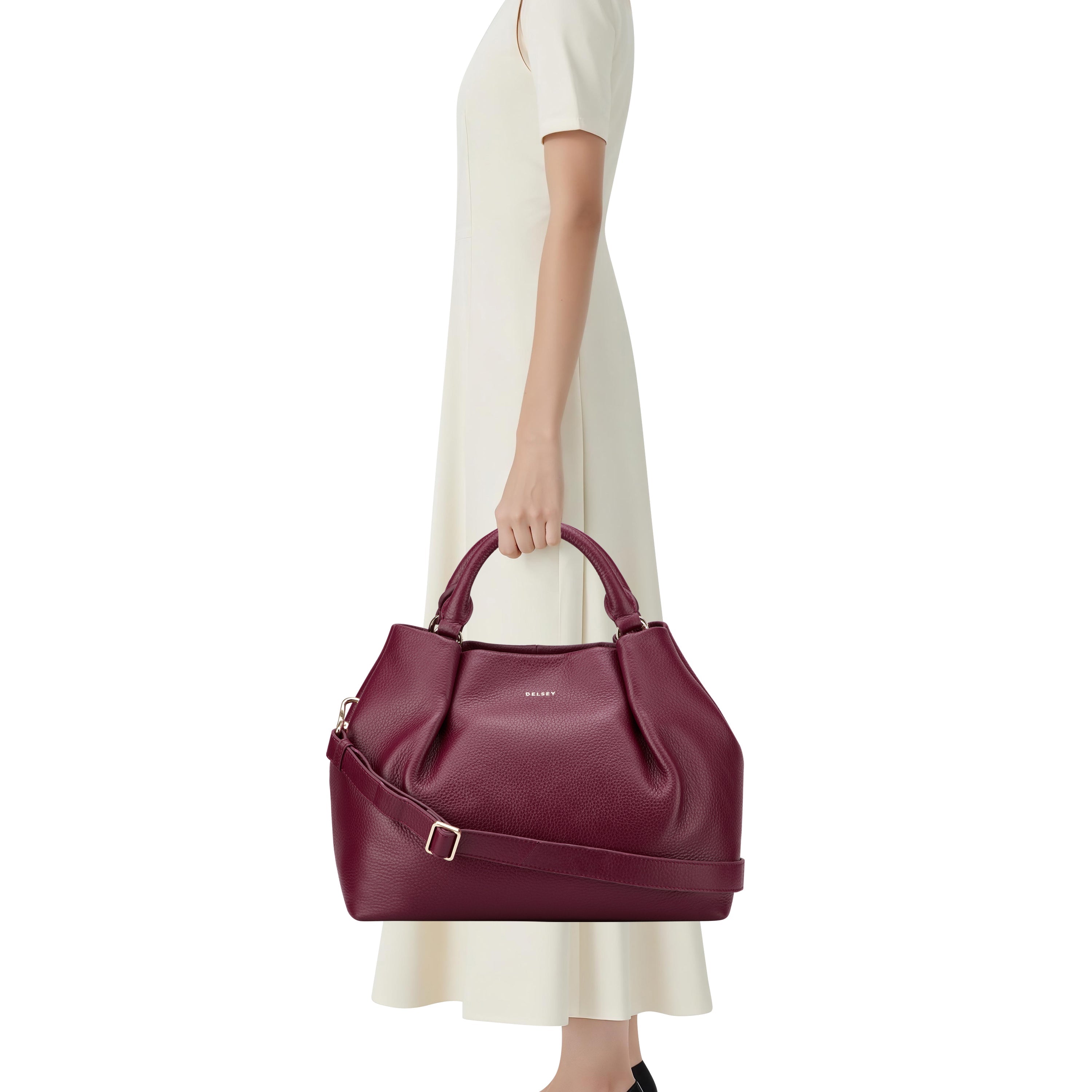 delsey-le-cuir-grain-handtasche-bordeaux-leder image 7