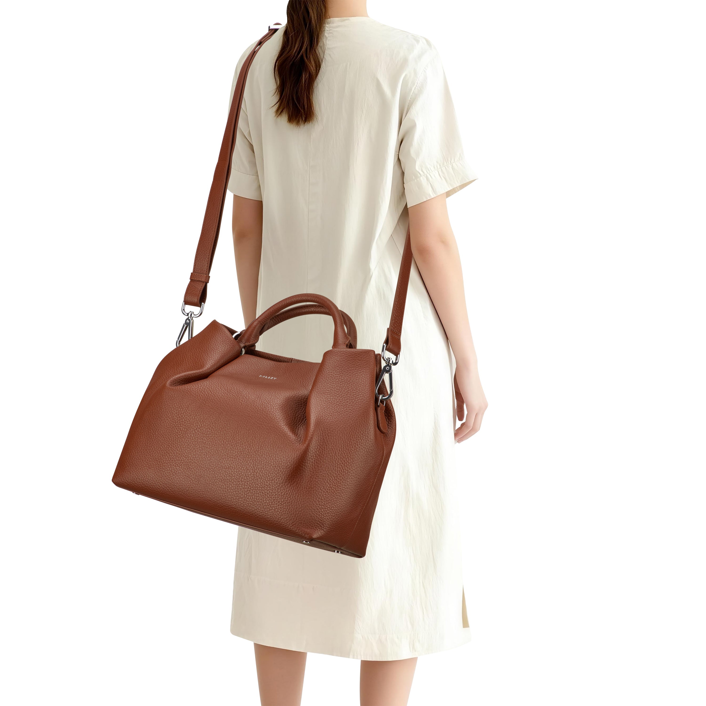 delsey-le-cuir-graine-handtasche-cognac-leder-2 image 6
