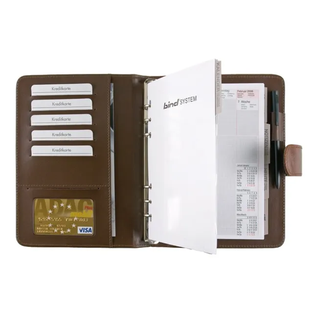 bind-systemplaner-a5-terminkalender-braun-leder image 1
