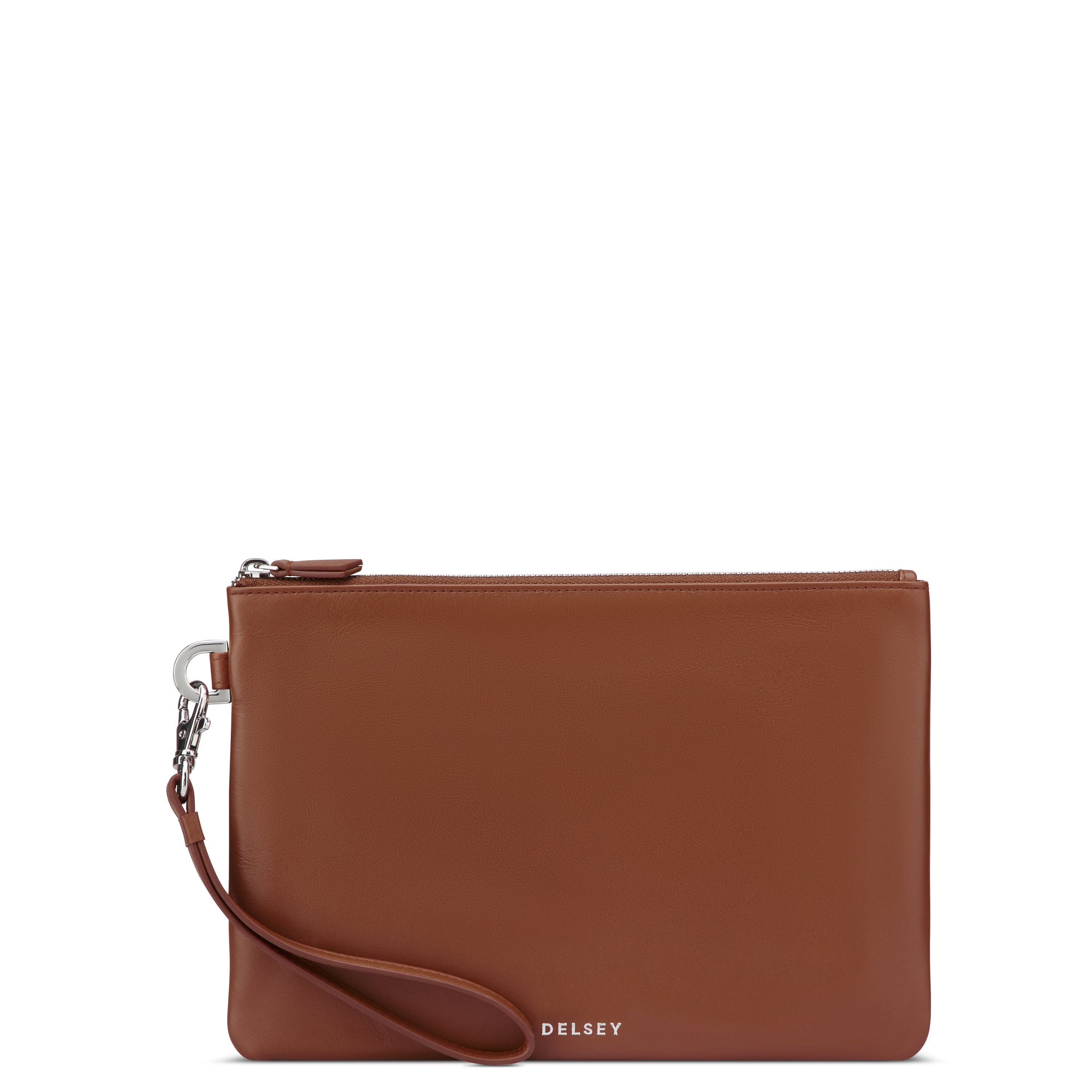delsey-paris-le-cuir-lisse-pouch-clutch-cognac-leder image 1