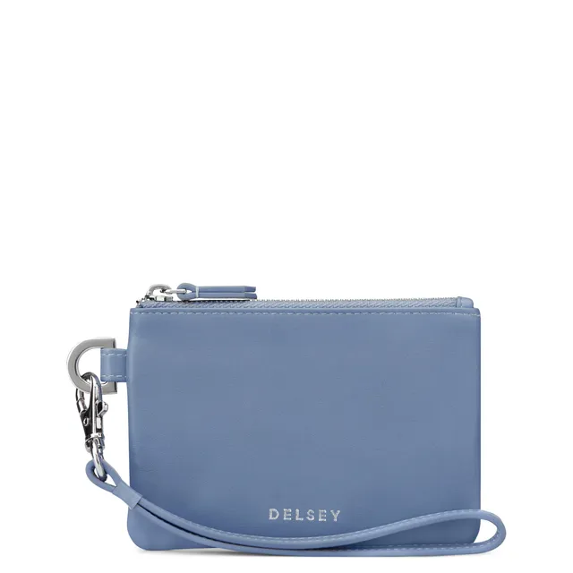 delsey-le-cuir-lisse-pochette-leder-sky-blue-clutch image 1