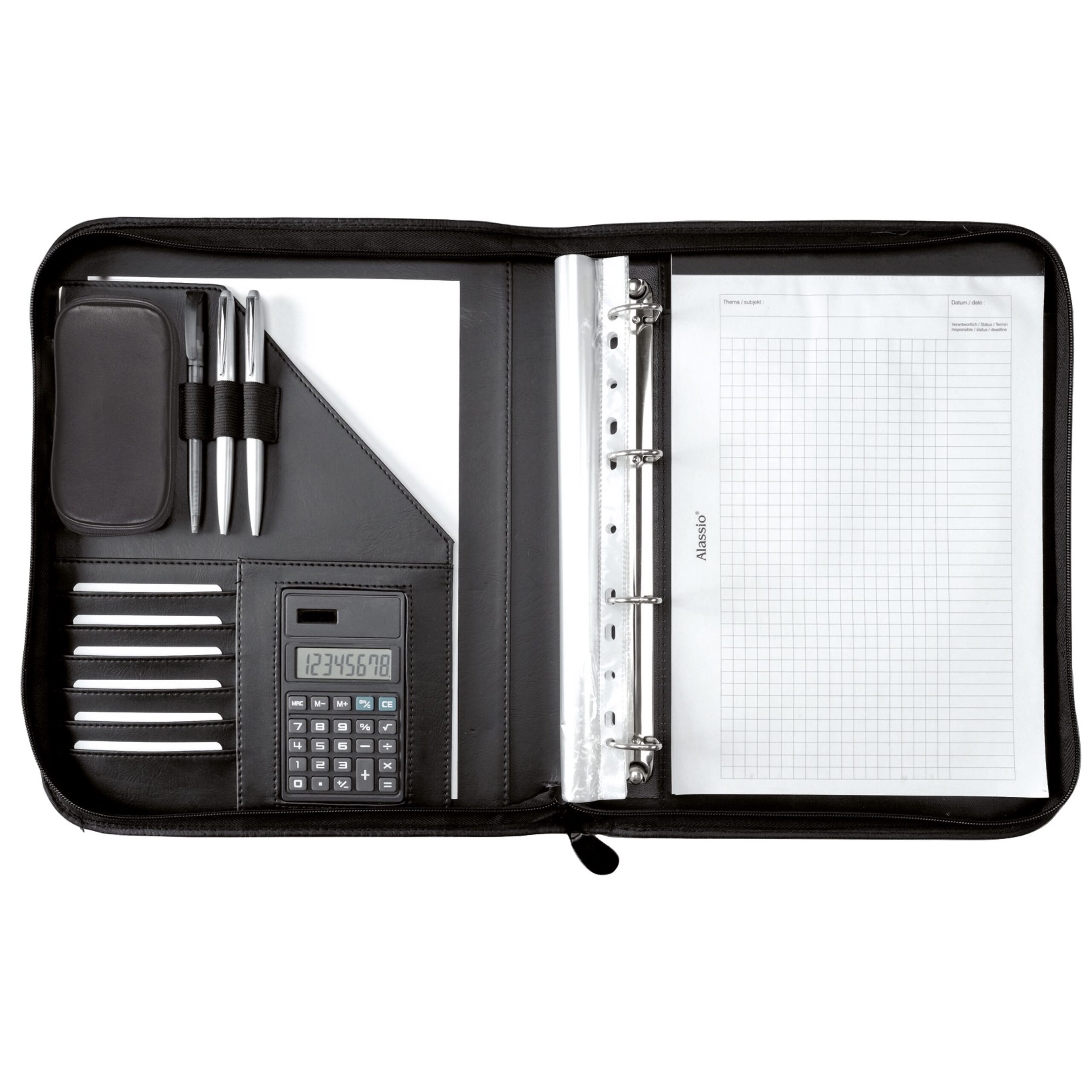 alumaxx-riccione-ringbuchmappe-a4-schwarz-mit-taschenrechner image 1