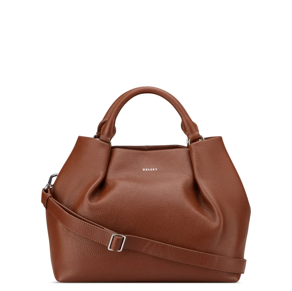 delsey-le-cuir-graine-handtasche-cognac-leder-2 image 1